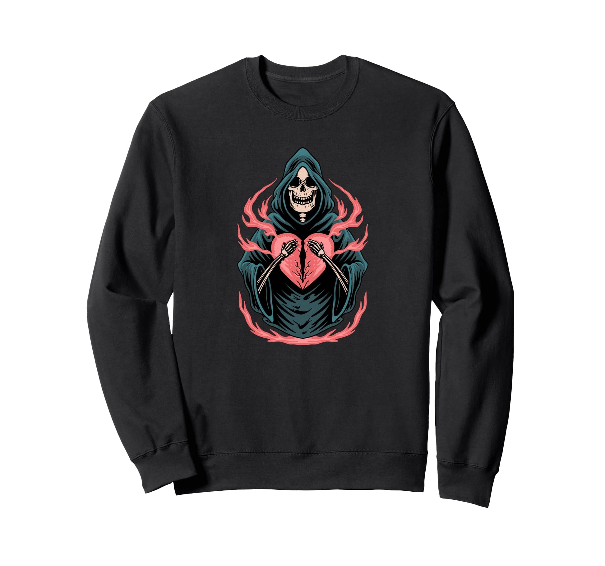 Broken Heart Death Skull Sweatshirt - Fun Novelty Design for Adults - T-Shirt, Sweatshirt, Hoodie
