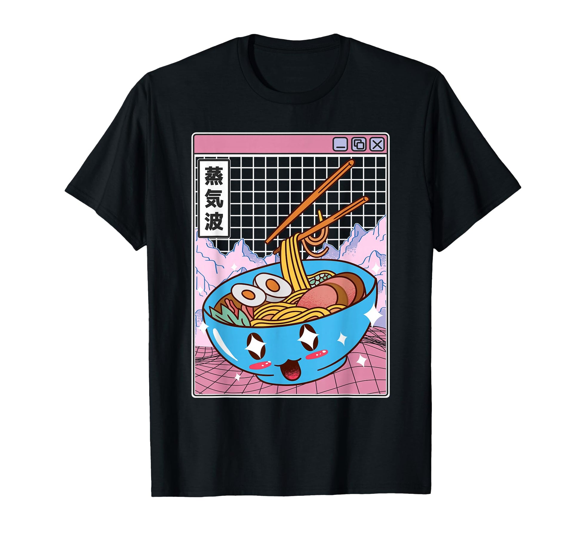 Ramen Noodles Bowl Kawaii Grid T-Shirt - Custom Art Print for Adults - T-Shirt, Sweatshirt, Hoodie