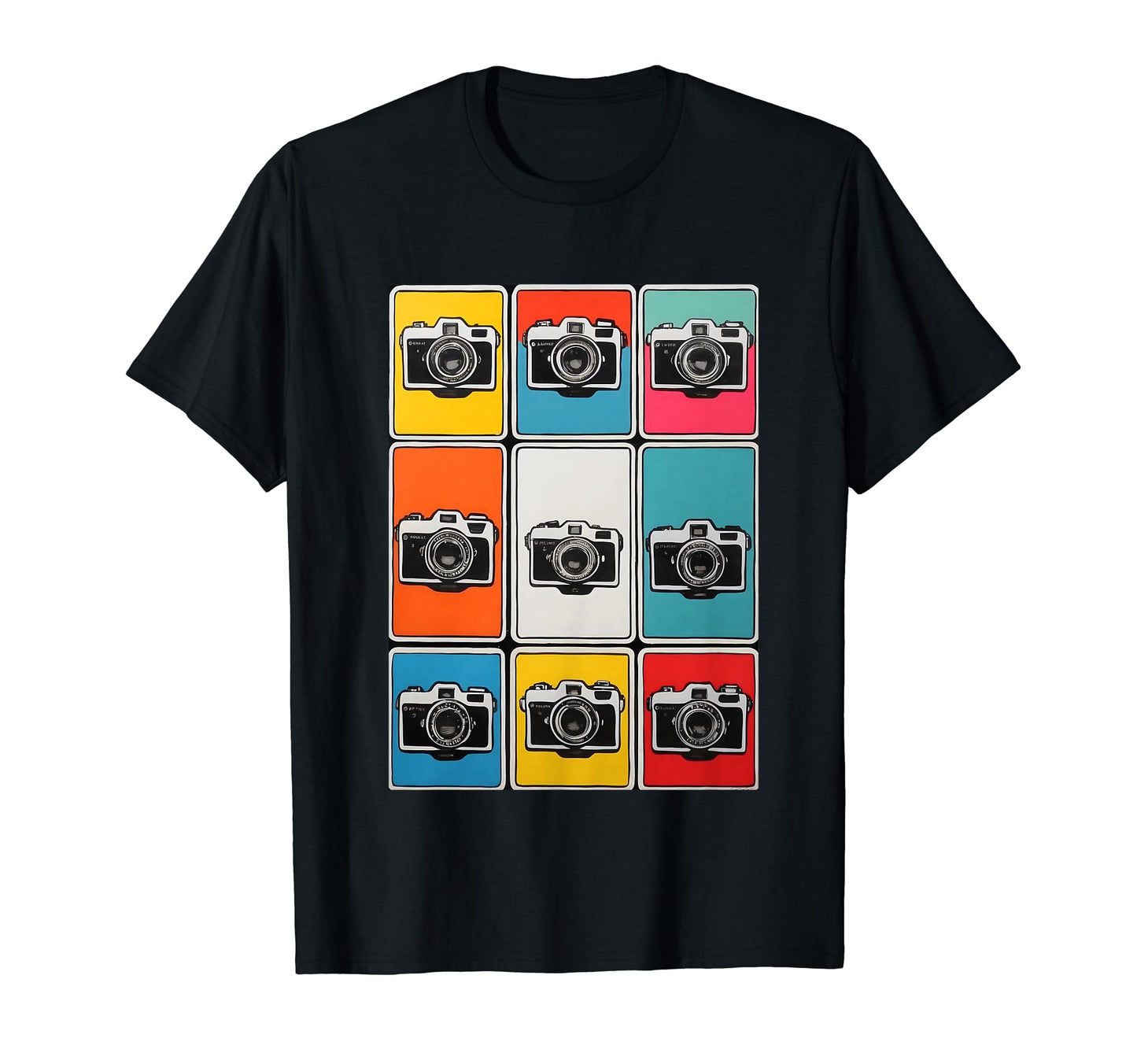Camera Grid Colorful Pop Art T-Shirt - Trendy Graphic Unisex - T-Shirt, Sweatshirt, Hoodie