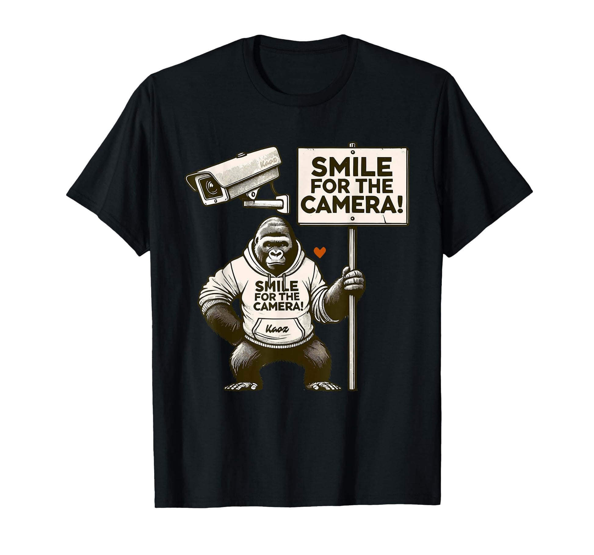 Gorilla Sign Smile Surveillance Camera T-Shirt - Custom Art Print Unisex - T-Shirt, Sweatshirt, Hoodie