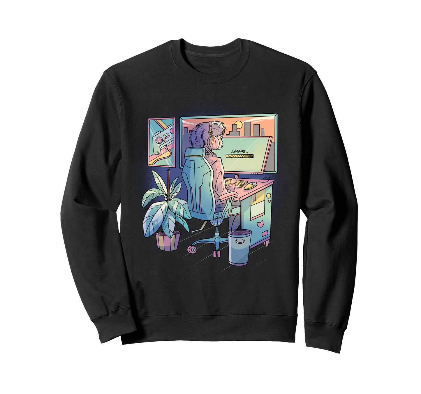 Anime Gamer Vaporwave Aesthetic Sweatshirt - Custom Art Print Unisex - T-Shirt, Sweatshirt, Hoodie