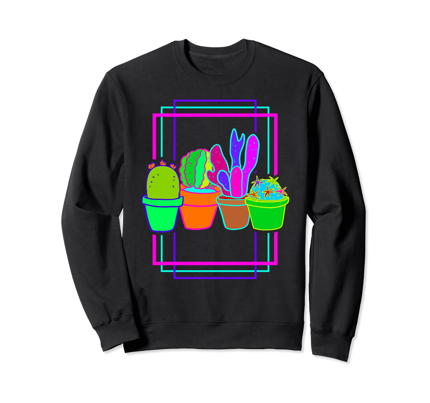 90S 80S Vaporwave Aesthetic Cactus Sweatshirt - Graphic Print Men Women - T-Shirt, Sweatshirt, Hoodie