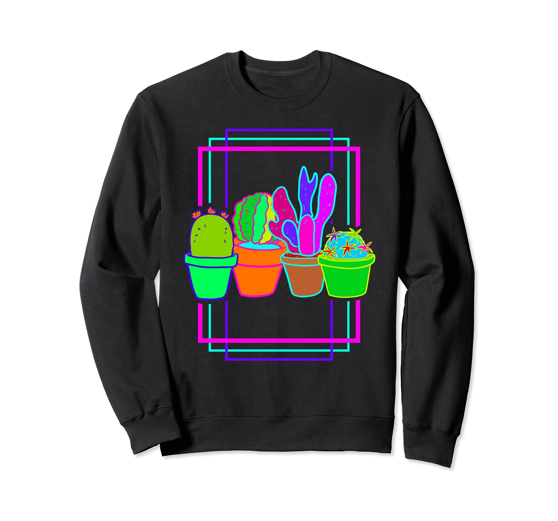 90S 80S Vaporwave Aesthetic Cactus Sweatshirt - Graphic Print Men Women - T-Shirt, Sweatshirt, Hoodie