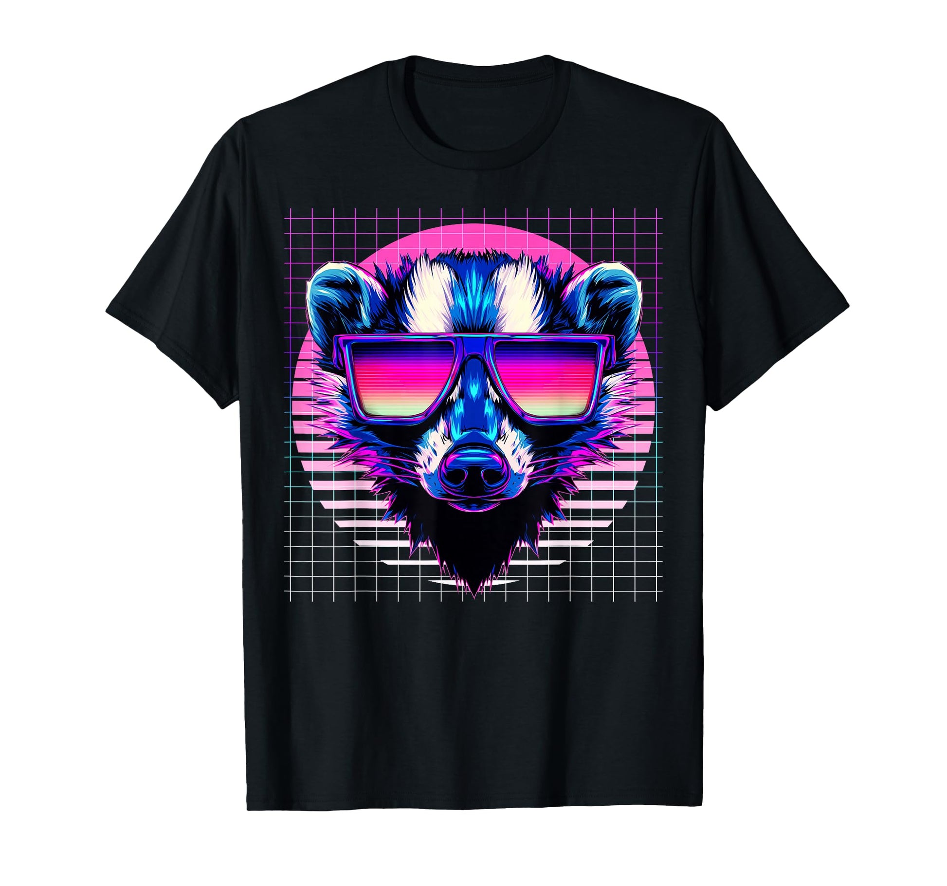 Skunk Sunglasses Raccoon Vaporwave T-Shirt - Trendy Graphic Unisex - T-Shirt, Sweatshirt, Hoodie