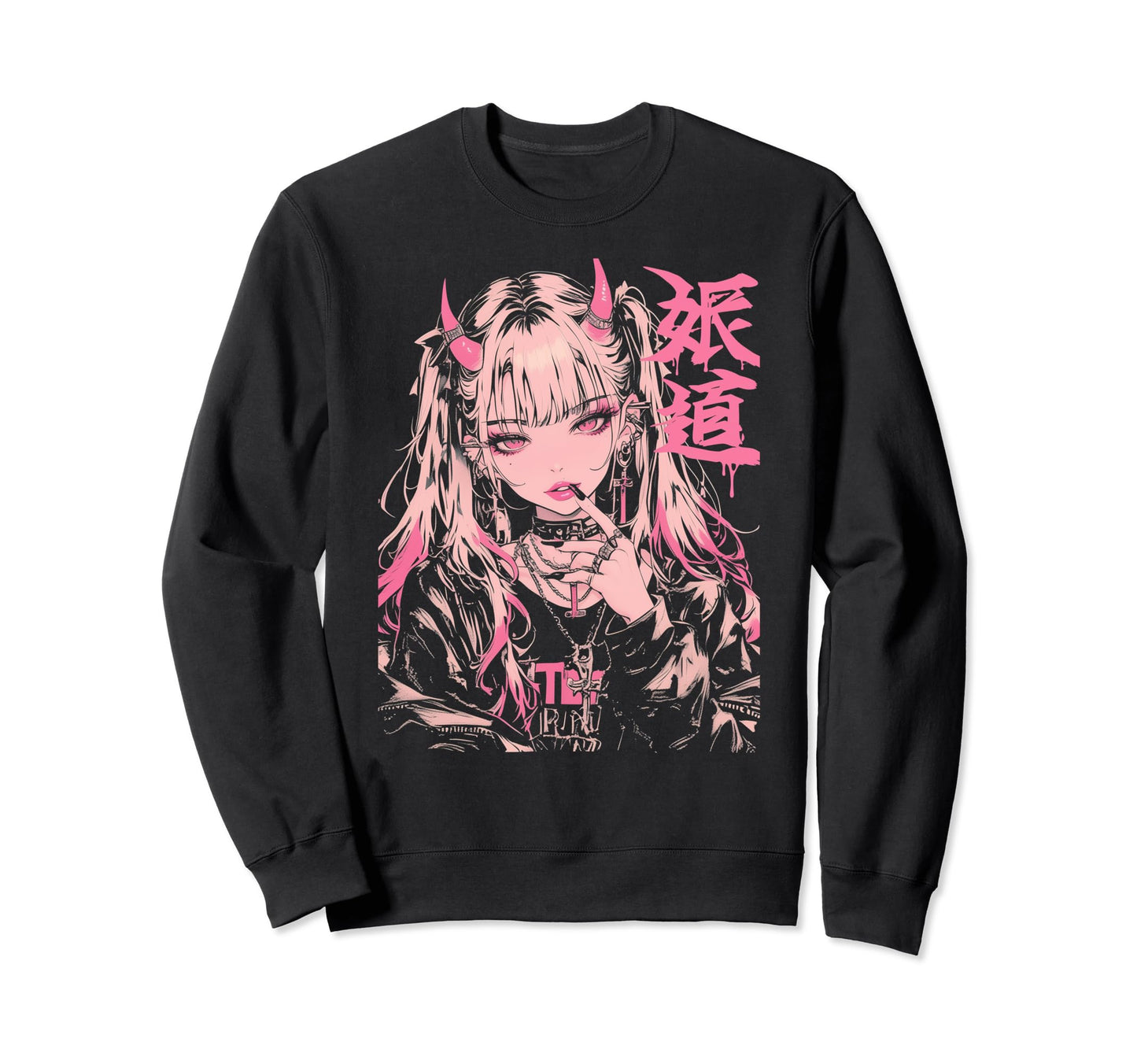 Goth Grunge Demon Anime Waifu Horror Sweatshirt - Unique Graphic Unisex - T-Shirt, Sweatshirt, Hoodie