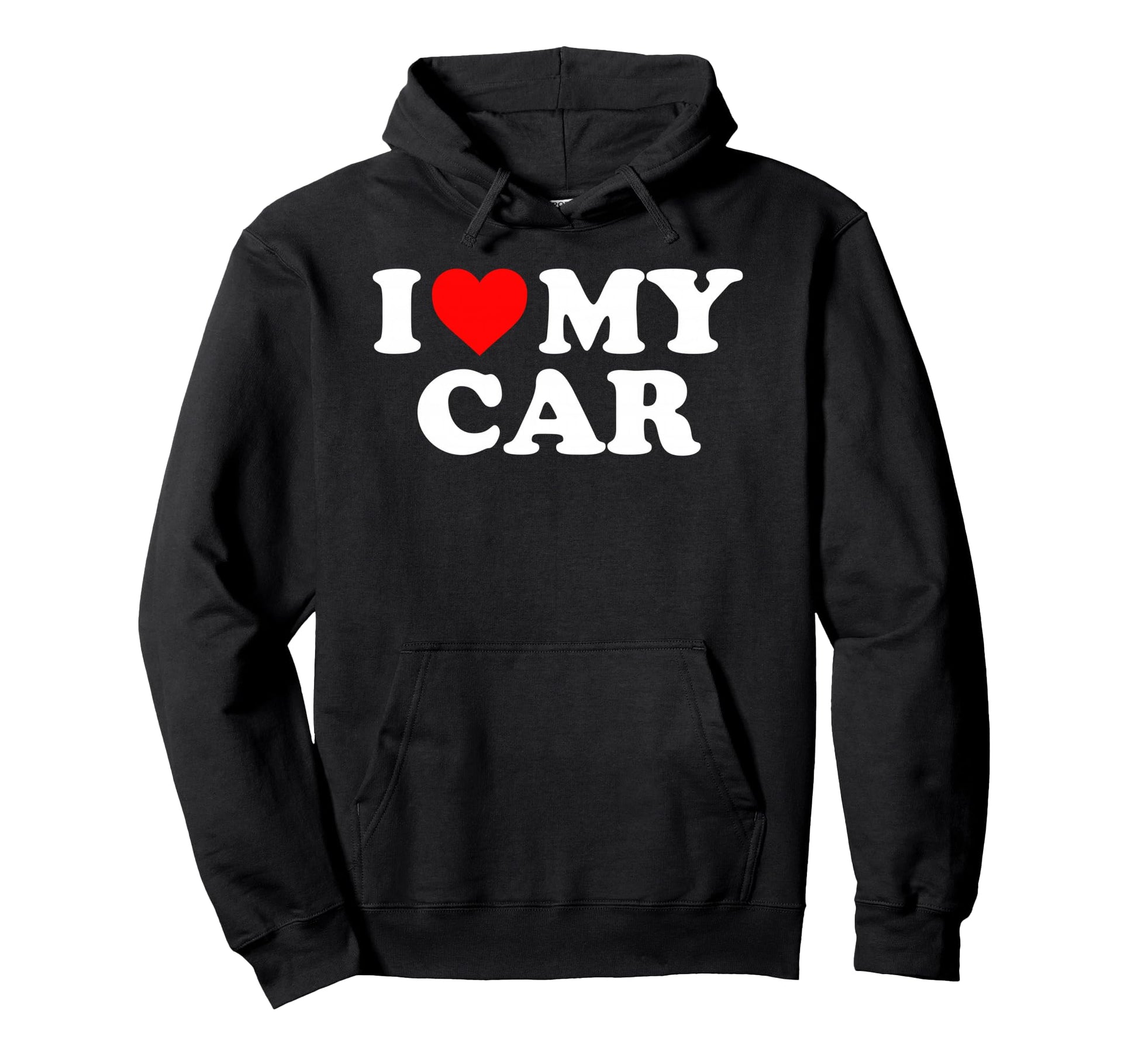 I Love My Car Red Heart Hoodie - Minimalist Print for Adults - T-Shirt, Sweatshirt, Hoodie