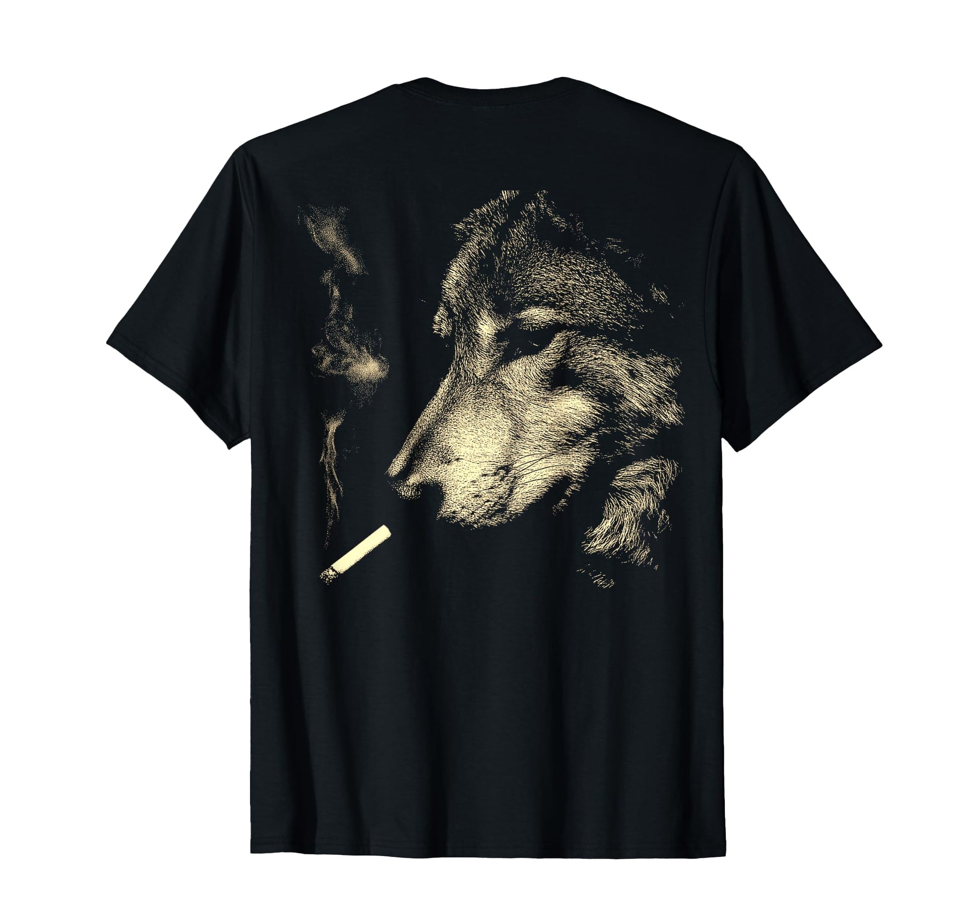 Wolf Smoking Cigarette Grunge Meme T-Shirt - Novelty Apparel for Adults - T-Shirt, Sweatshirt, Hoodie