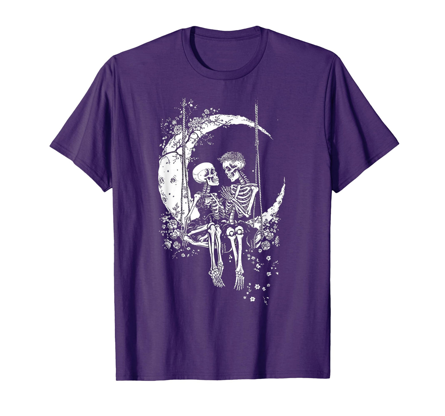 Skeleton Couple Moon Swing Rock And T-Shirt - Trendy Graphic for Adults - T-Shirt, Sweatshirt, Hoodie