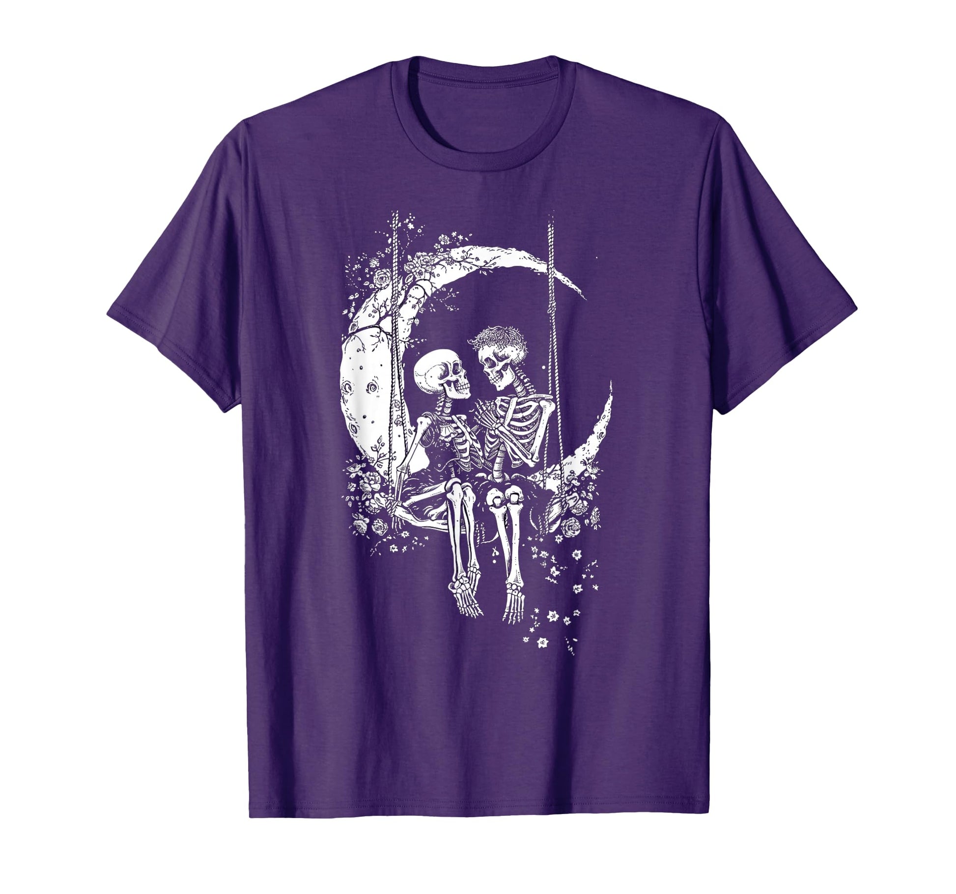 Skeleton Couple Moon Swing Rock And T-Shirt - Trendy Graphic for Adults - T-Shirt, Sweatshirt, Hoodie