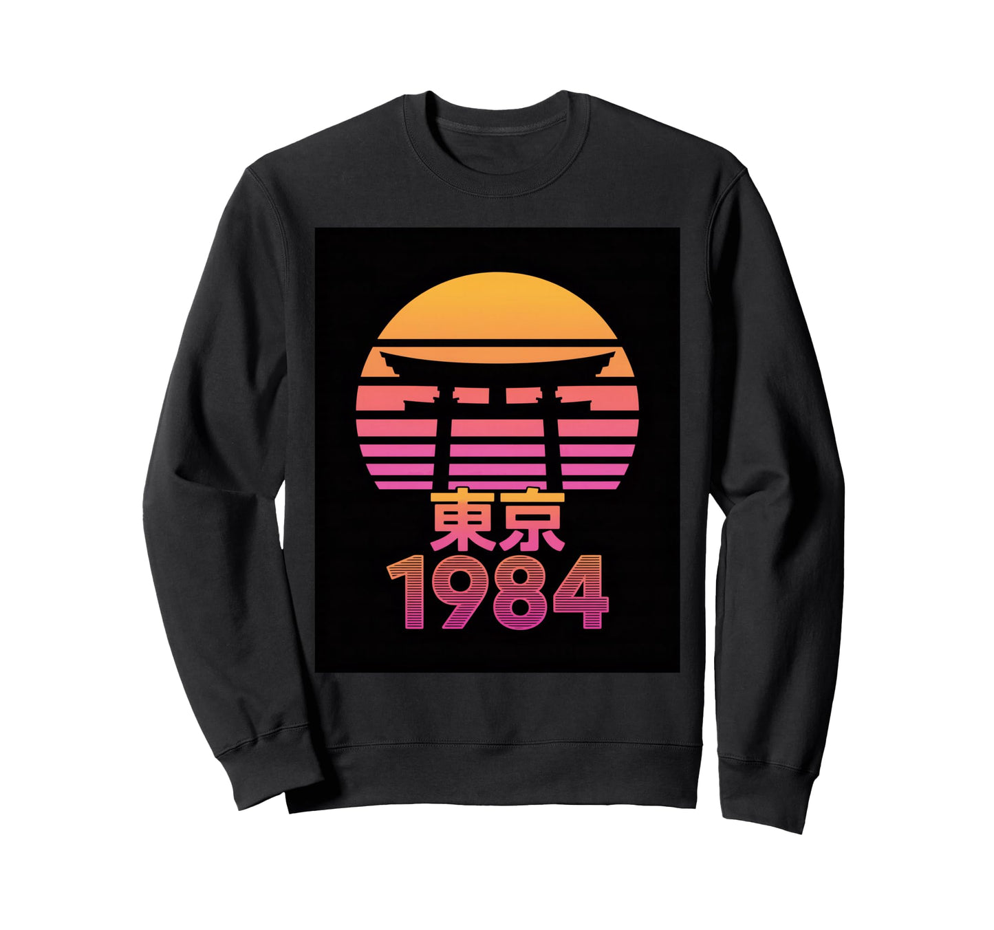 Tokyo 1984 Sunset Torii Gate Vaporwave Sweatshirt - Unique Graphic Unisex - T-Shirt, Sweatshirt, Hoodie