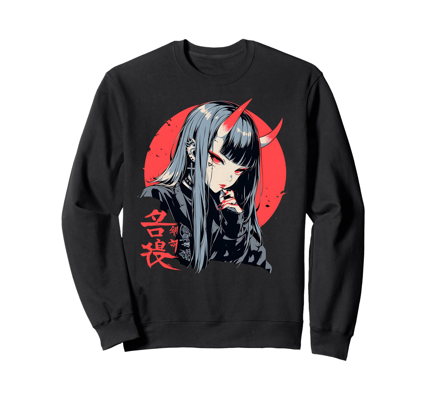 Goth Grunge Demon Anime Waifu Horror Sweatshirt - Aesthetic Graphic Unisex - T-Shirt, Sweatshirt, Hoodie