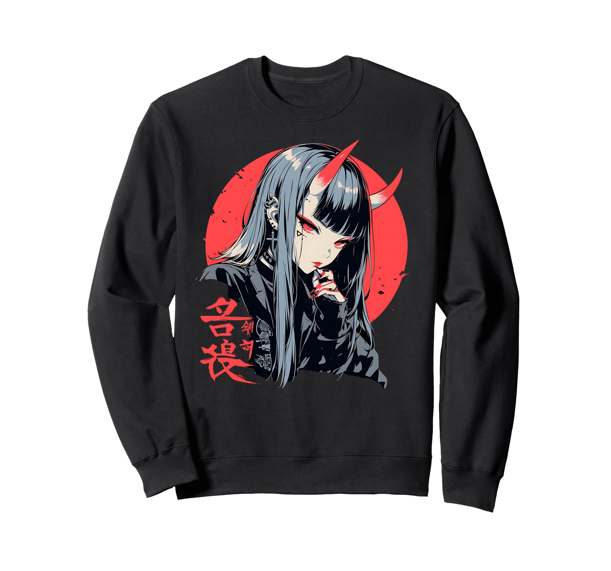 Goth Grunge Demon Anime Waifu Horror Sweatshirt - Aesthetic Graphic Unisex - T-Shirt, Sweatshirt, Hoodie