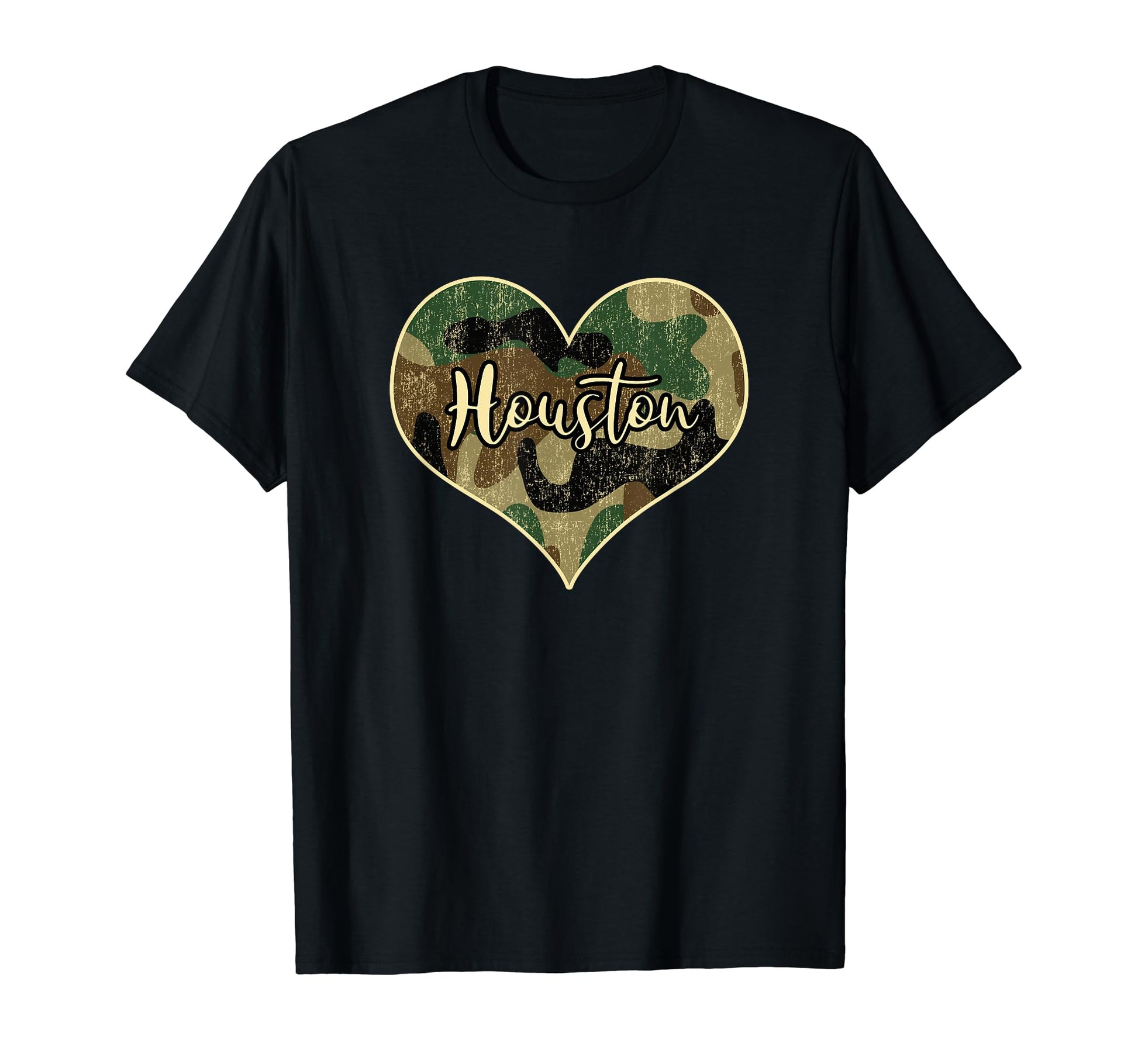 Houston Texas Camo Heart T-Shirt - Streetwear Style Men Women - T-Shirt, Sweatshirt, Hoodie