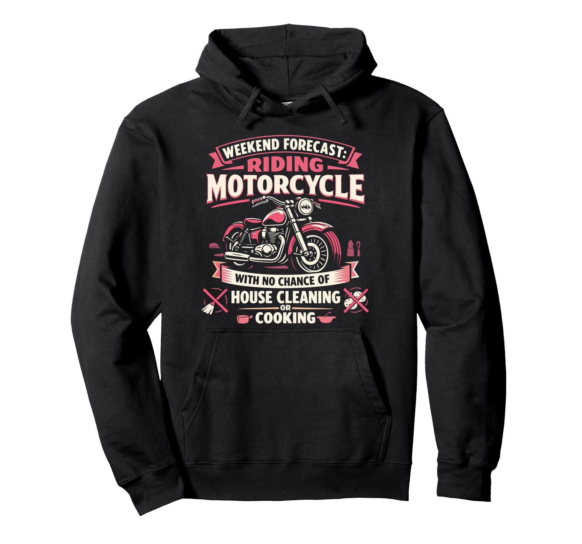 Motorcycle Biker Weekend Forecast Hoodie - Aesthetic Graphic for Adults - T-Shirt, Sweatshirt, Hoodie