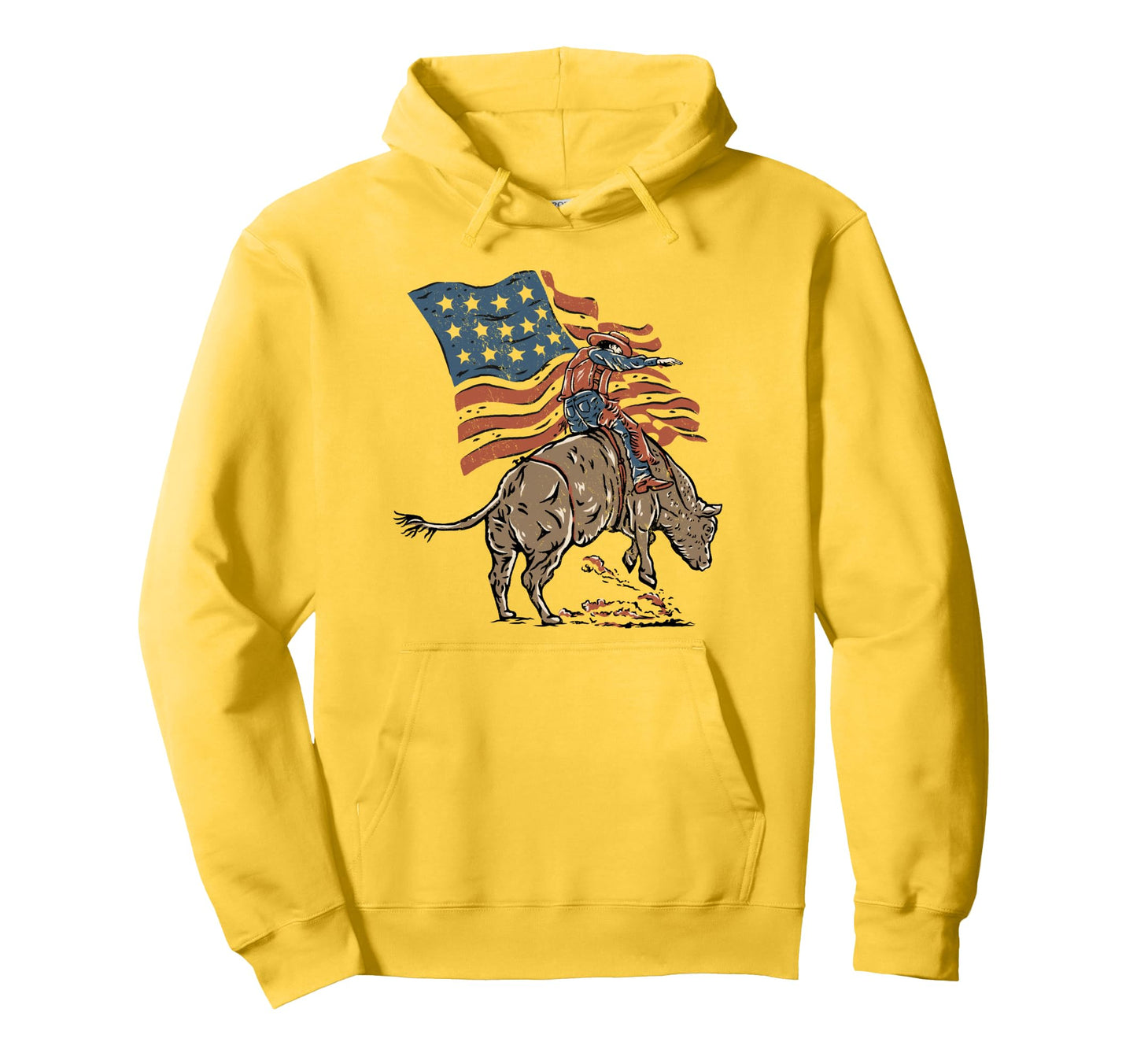 Rodeo Cowboy American Flag 4Th July Hoodie - Unique Graphic for Adults - T-Shirt, Sweatshirt, Hoodie