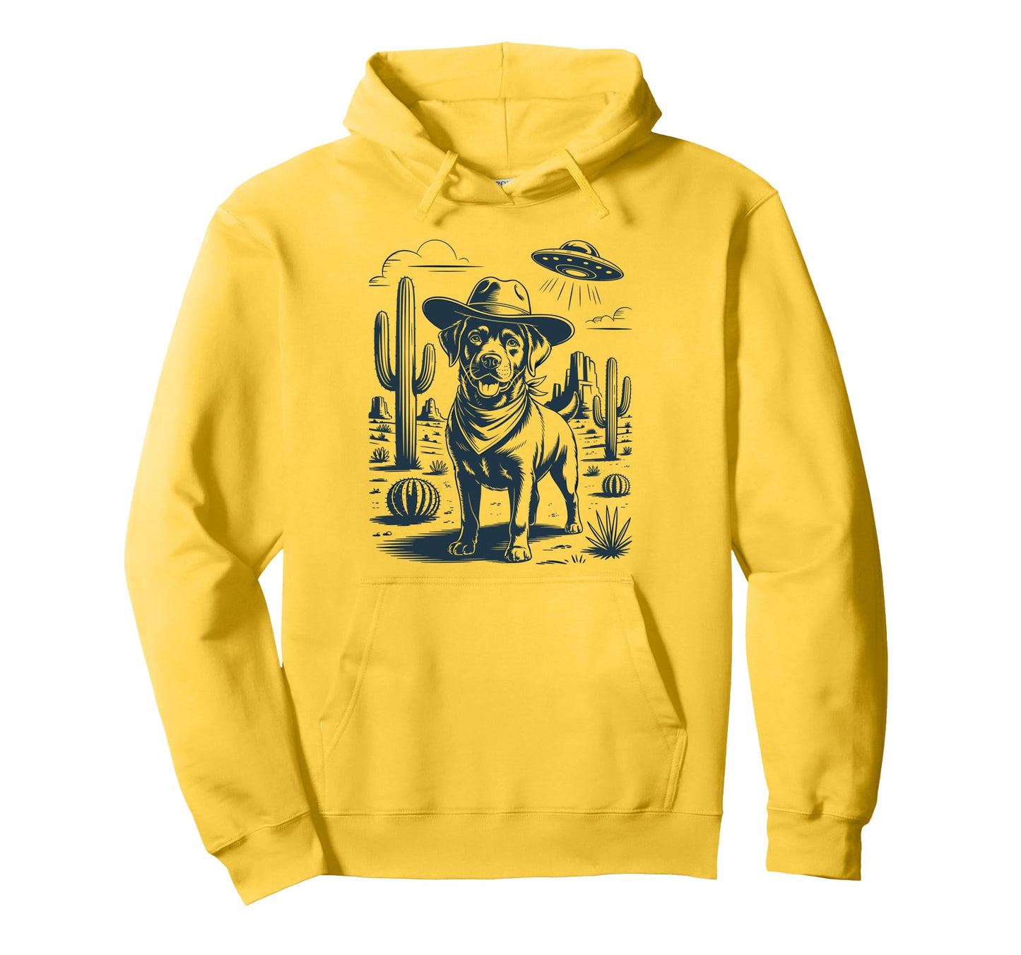Cowboy Chocolate Labrador Dog Ufo Hoodie - Streetwear Style for Adults - T-Shirt, Sweatshirt, Hoodie