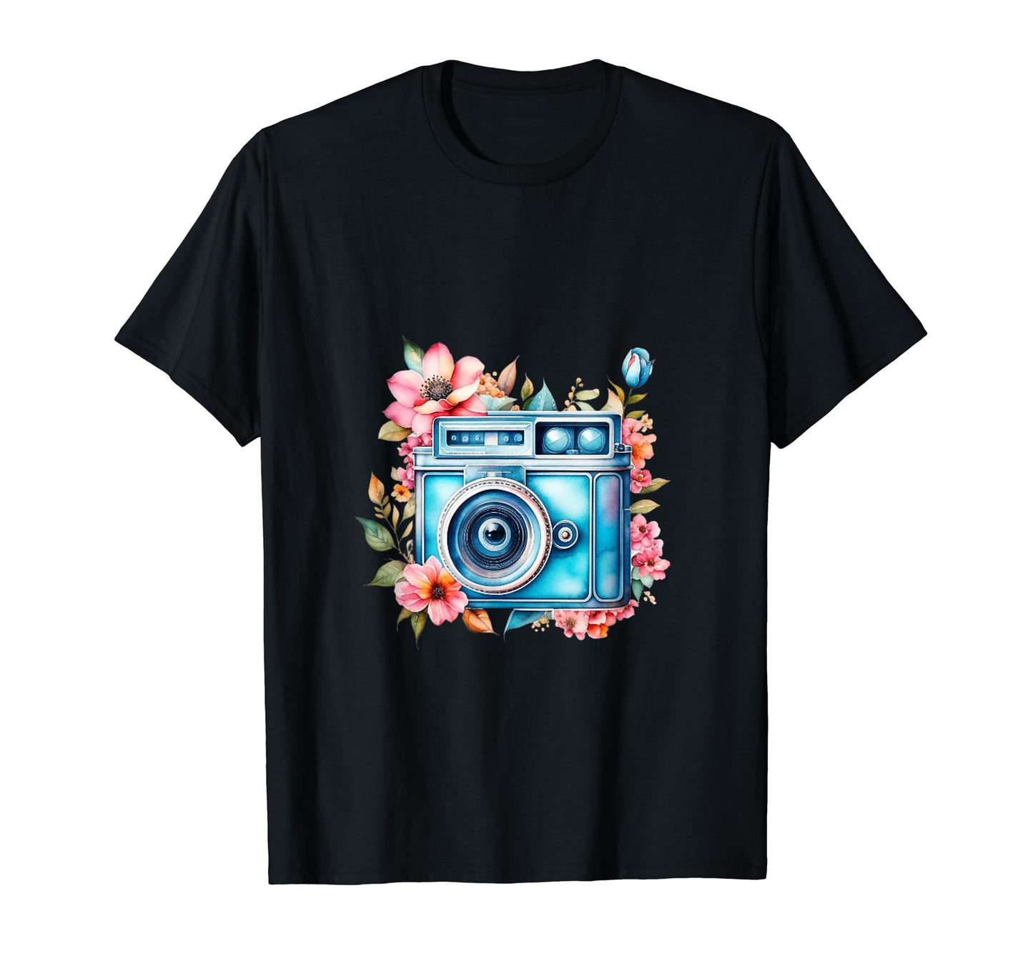 Floral Camera Photography T-Shirt - Custom Art Print for Adults - T-Shirt, Sweatshirt, Hoodie