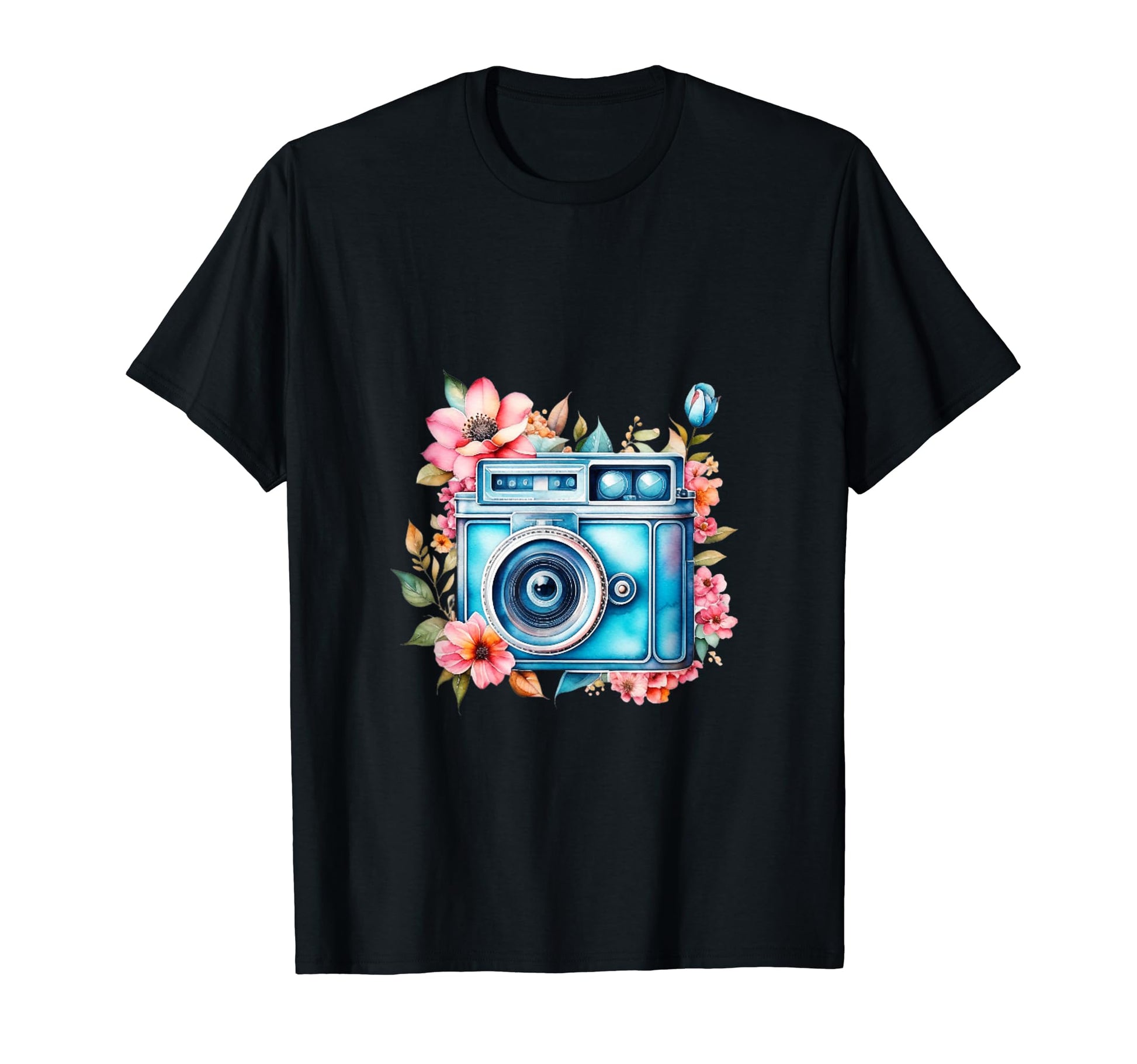 Floral Camera Photography T-Shirt - Custom Art Print for Adults - T-Shirt, Sweatshirt, Hoodie