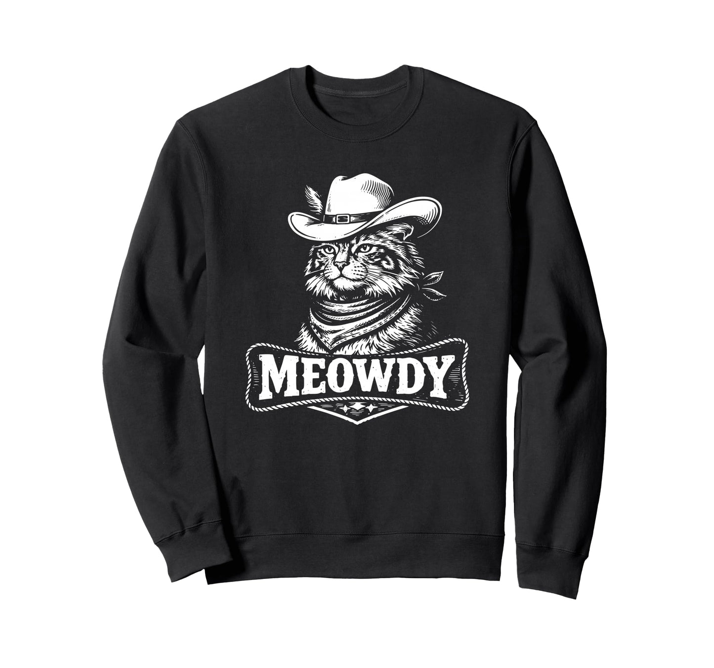 Meowdy Funny Country Music Cat Sweatshirt - Minimalist Print Men Women - T-Shirt, Sweatshirt, Hoodie