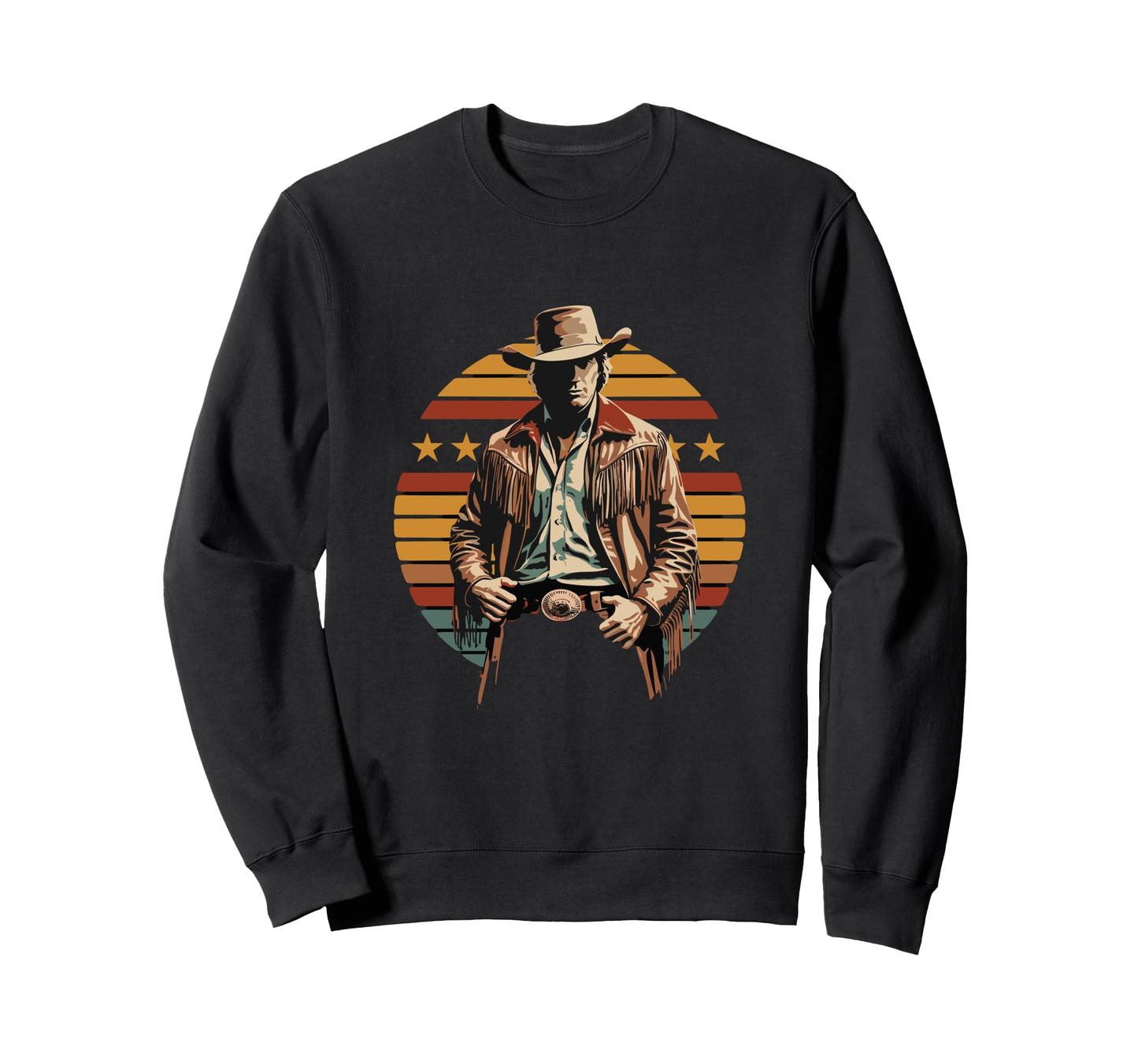 Cowboy Stars Western Rodeo Sweatshirt - Minimalist Print for Adults - T-Shirt, Sweatshirt, Hoodie