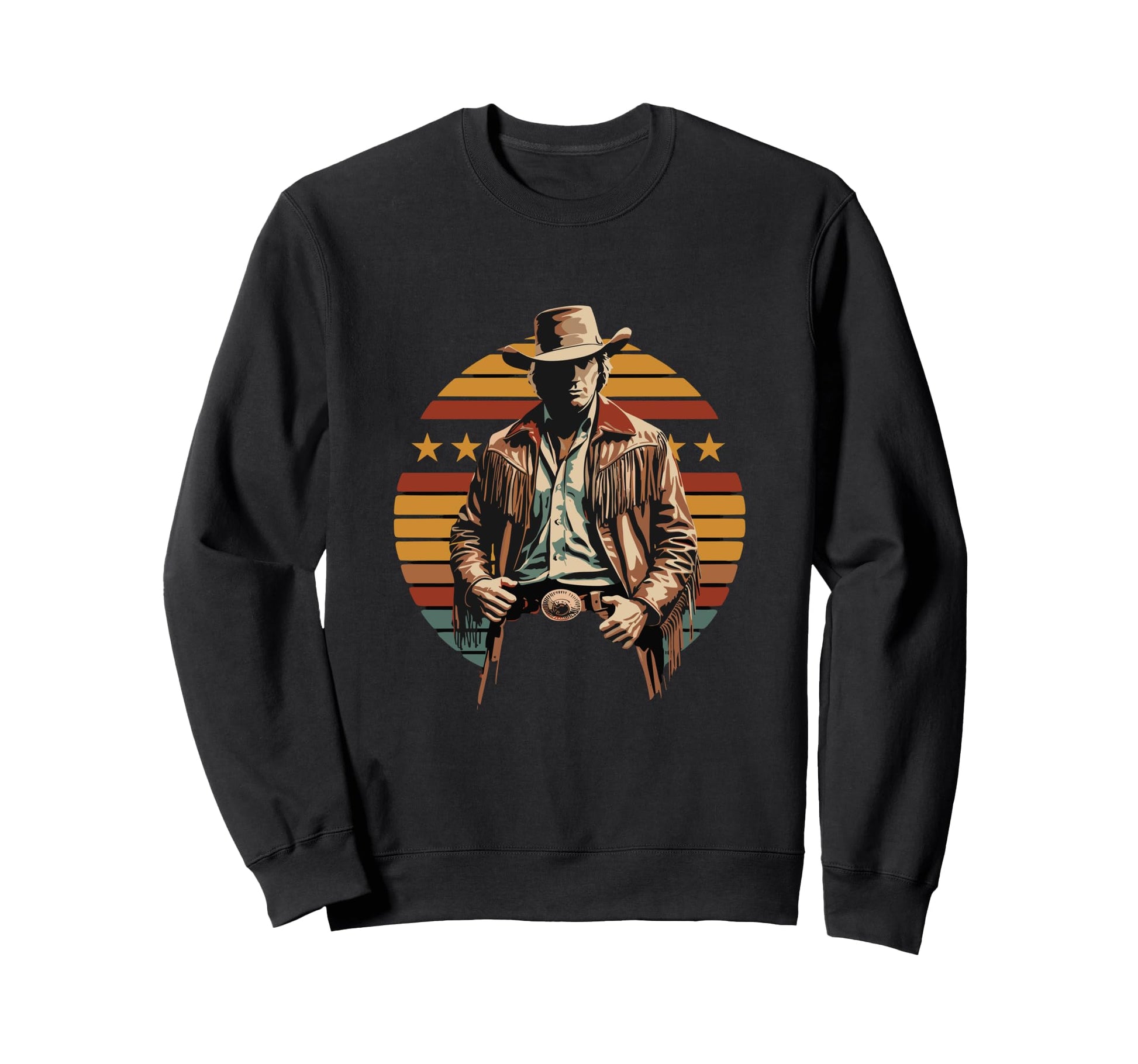 Cowboy Stars Western Rodeo Sweatshirt - Minimalist Print for Adults - T-Shirt, Sweatshirt, Hoodie