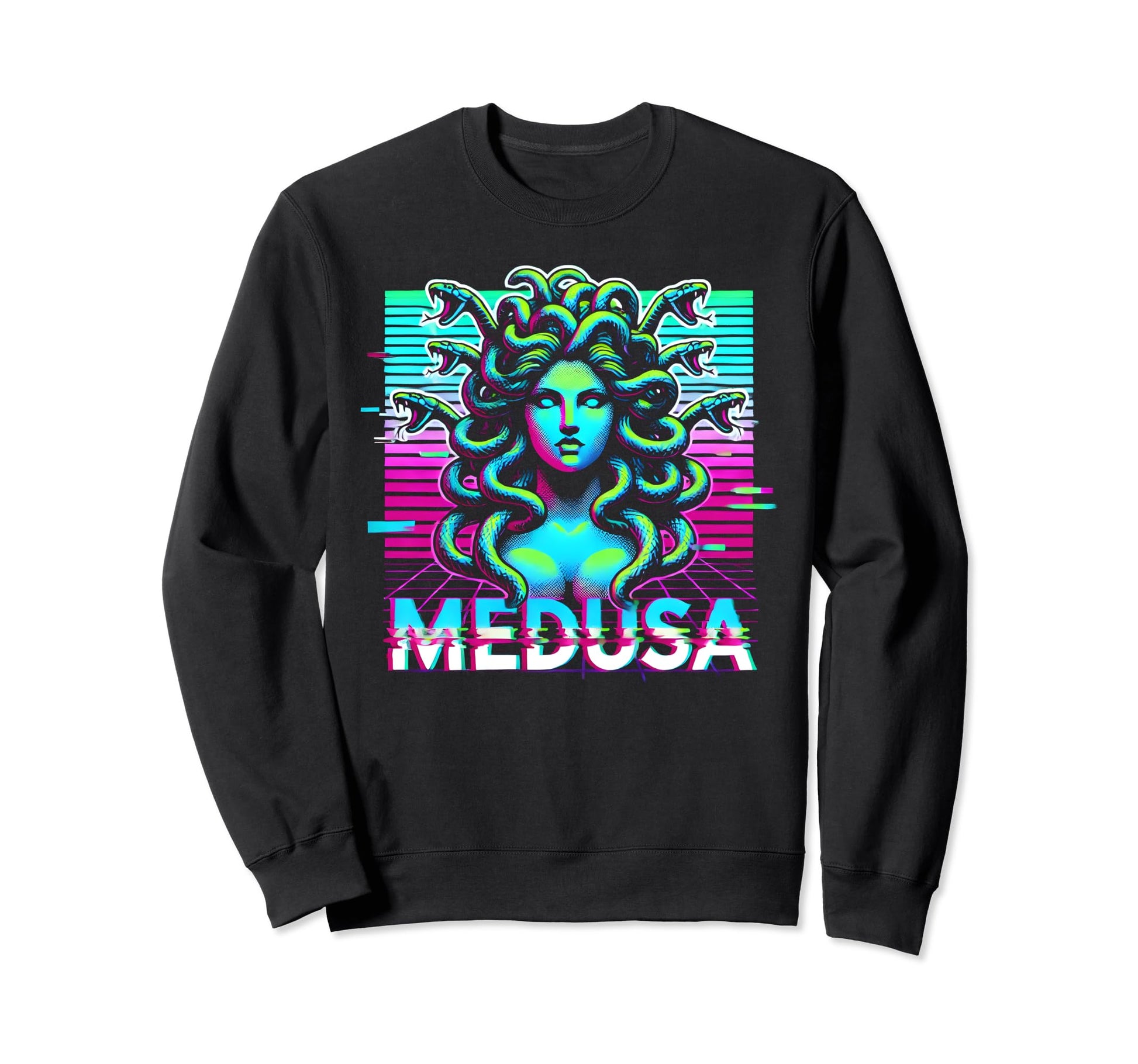 Vaporwave Gorgon Medusa Mythology Sweatshirt - Casual Everyday Wear Unisex - T-Shirt, Sweatshirt, Hoodie