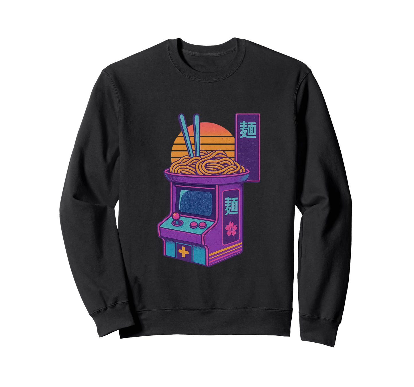 Gaming Ramen Vaporwave Arcade Sweatshirt - Streetwear Style for Adults - T-Shirt, Sweatshirt, Hoodie