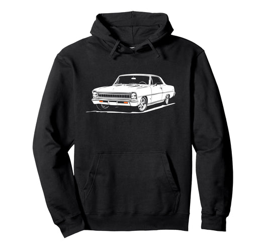 1966 1967 Nova Muscle Car Silhouette Hoodie - Aesthetic Graphic Unisex - T-Shirt, Sweatshirt, Hoodie