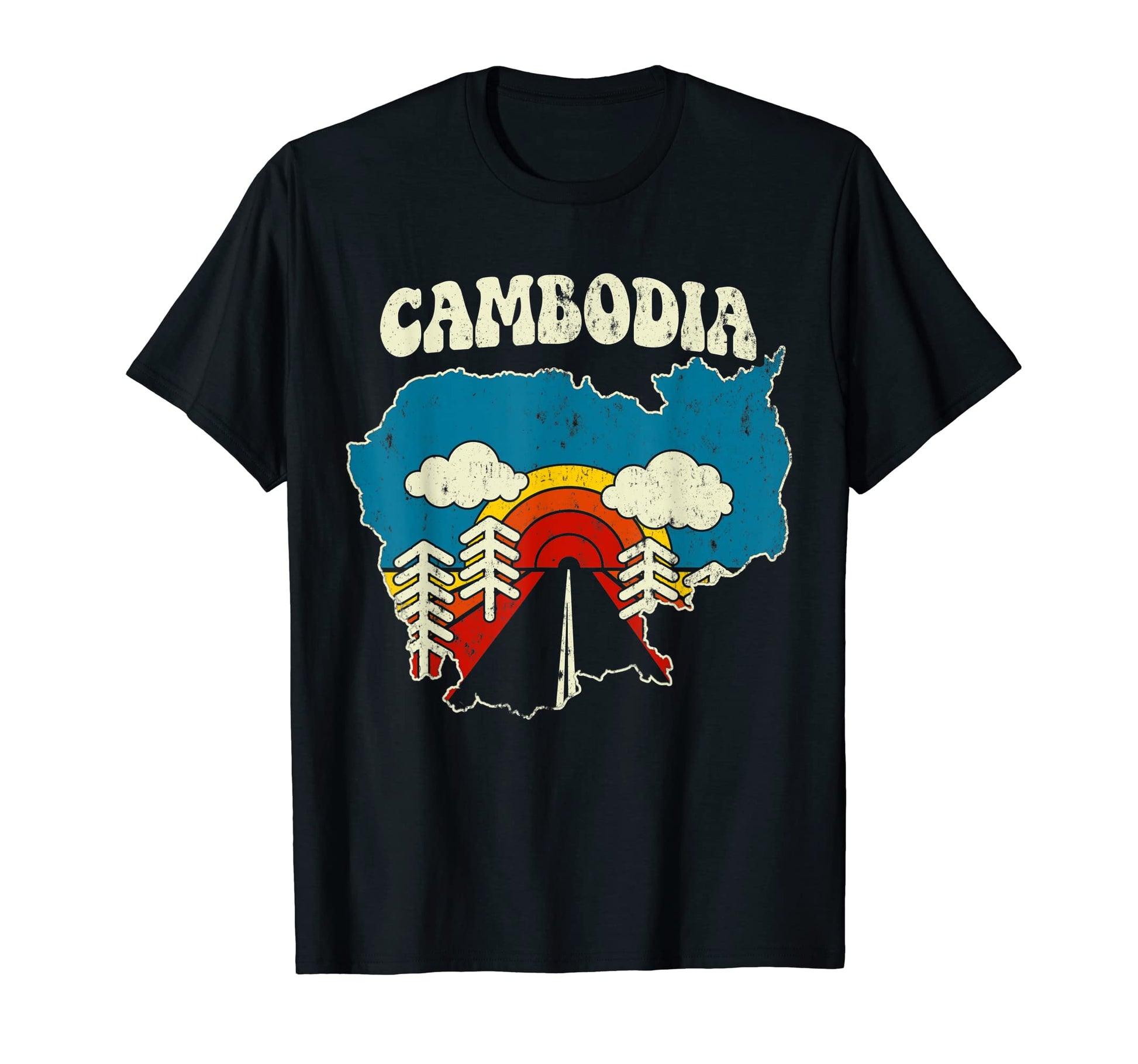 Cambodia Cambodian Country Rainbow T-Shirt - Aesthetic Graphic Men Women - T-Shirt, Sweatshirt, Hoodie