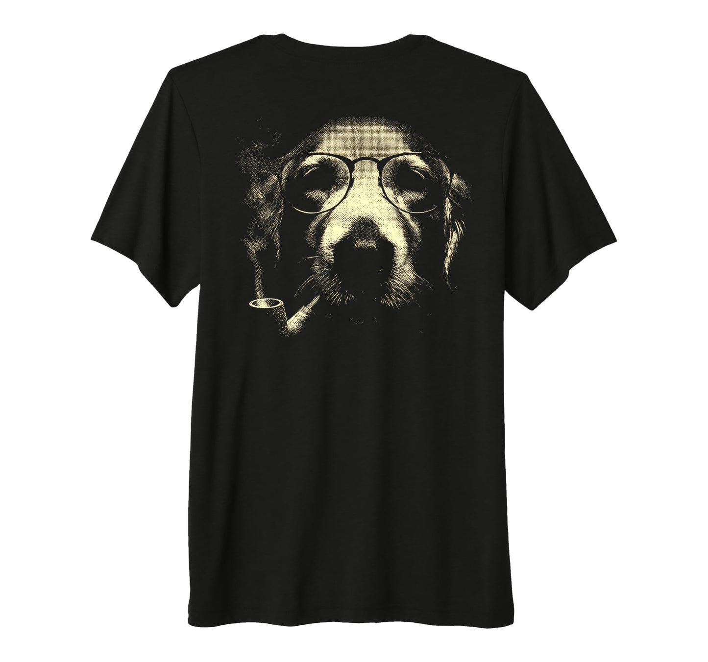 Golden Retriever Glasses Smoking Pipe T-Shirt - Custom Art Print Men Women - T-Shirt, Sweatshirt, Hoodie