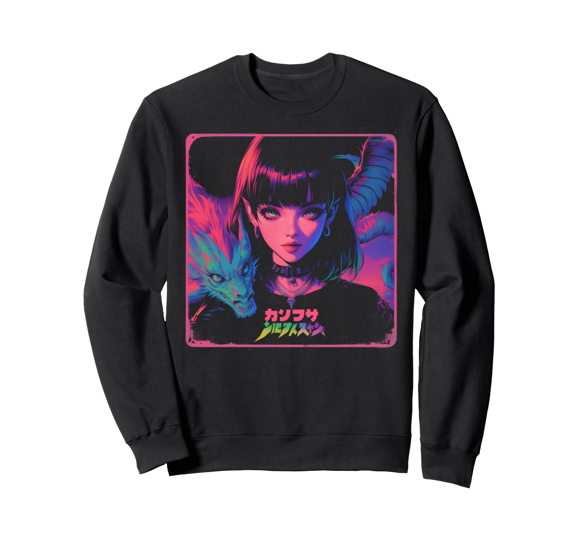 Goth Grunge Demon Anime Waifu Sweatshirt - Fun Novelty Design Men Women - T-Shirt, Sweatshirt, Hoodie