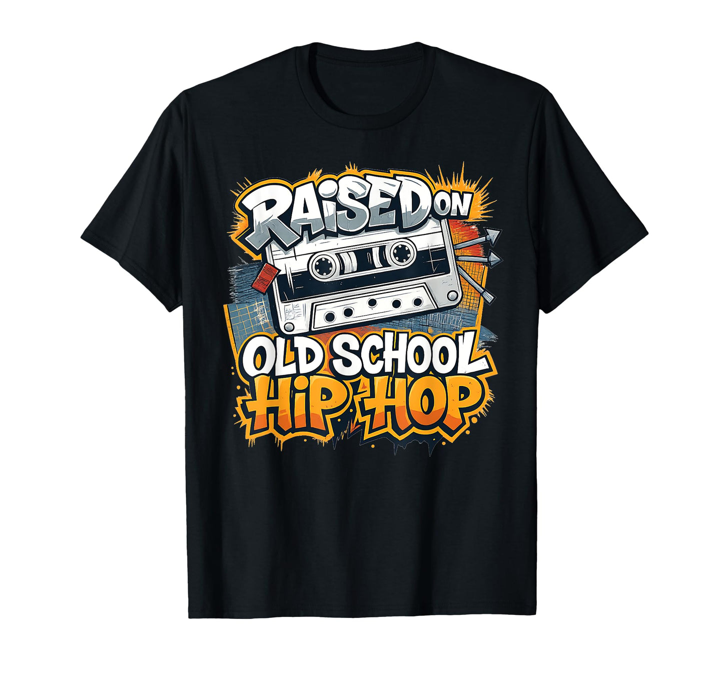 Raised Old School Hip Hop Cassette T-Shirt - Aesthetic Graphic for Adults - T-Shirt, Sweatshirt, Hoodie