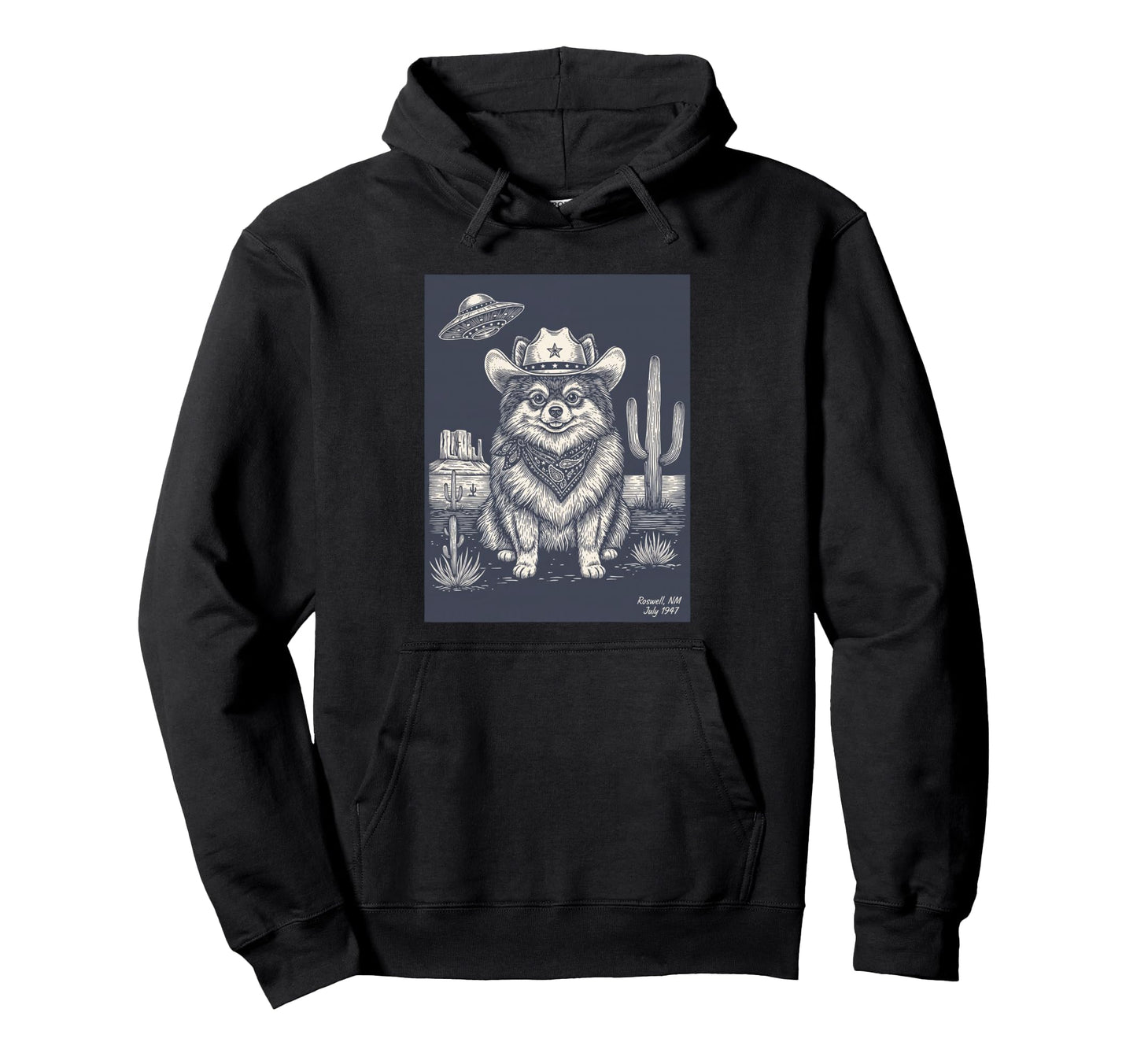 Dog Roswell Cowboy Dog Ufo Hoodie - Aesthetic Graphic Men Women - T-Shirt, Sweatshirt, Hoodie