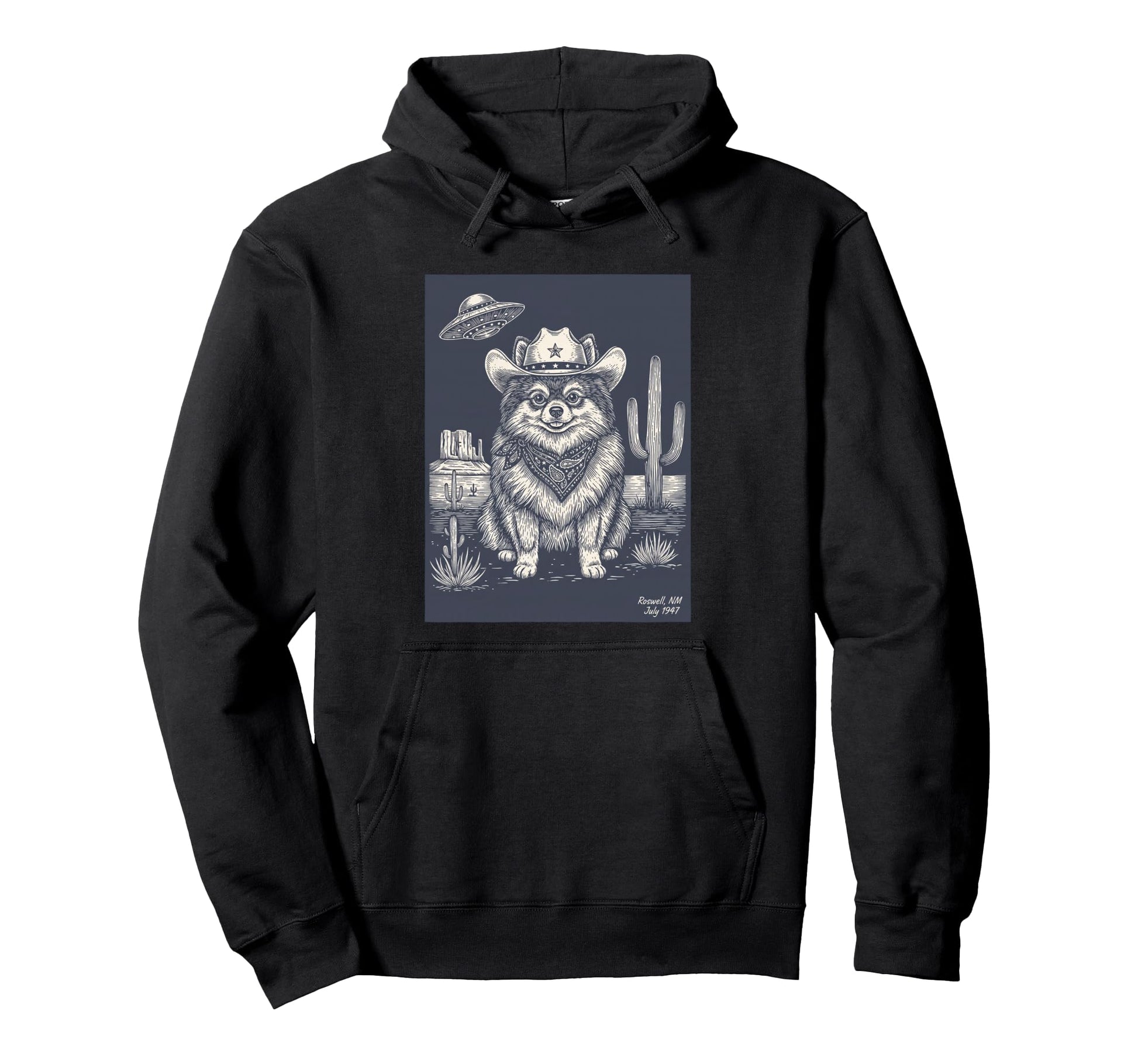 Dog Roswell Cowboy Dog Ufo Hoodie - Aesthetic Graphic Men Women - T-Shirt, Sweatshirt, Hoodie
