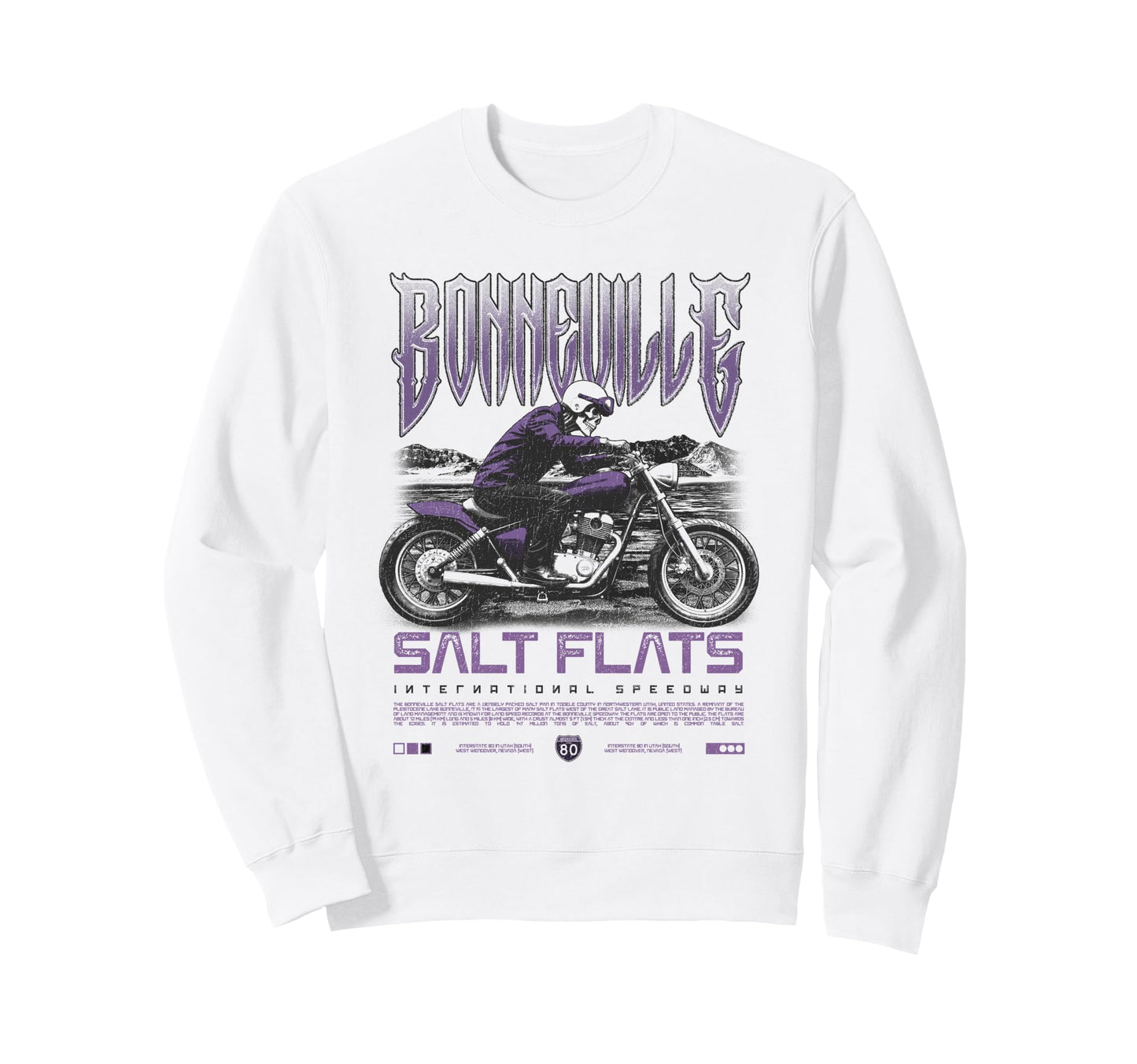 Bonneville Salt Flats Motorcycle Sweatshirt - Trendy Graphic Men Women - T-Shirt, Sweatshirt, Hoodie