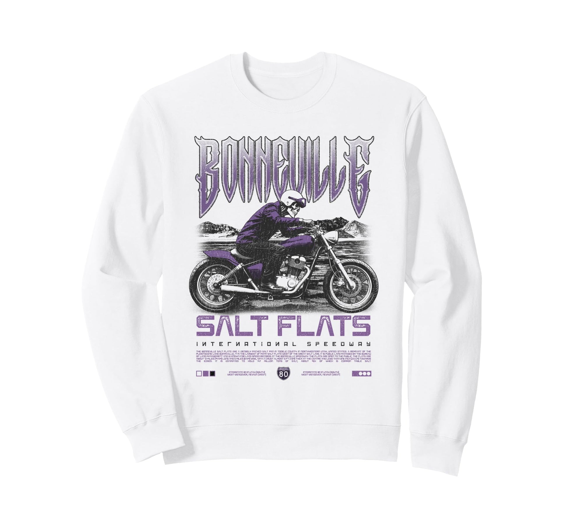 Bonneville Salt Flats Motorcycle Sweatshirt - Trendy Graphic Men Women - T-Shirt, Sweatshirt, Hoodie