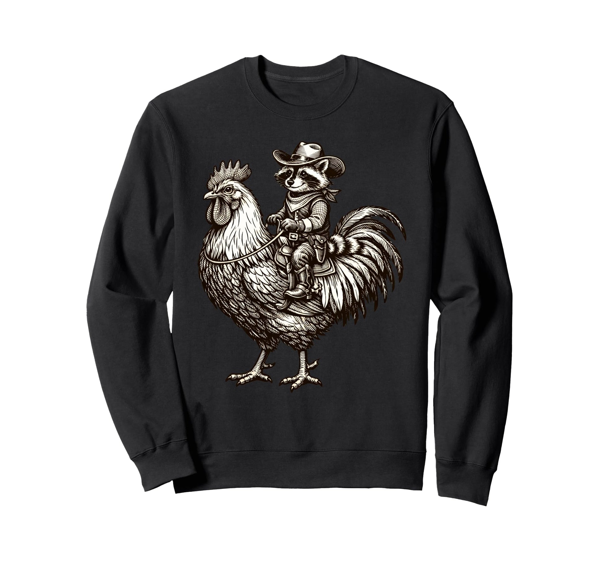 Funny Cowboy Raccoon Chicken Sweatshirt - Trendy Graphic Unisex - T-Shirt, Sweatshirt, Hoodie