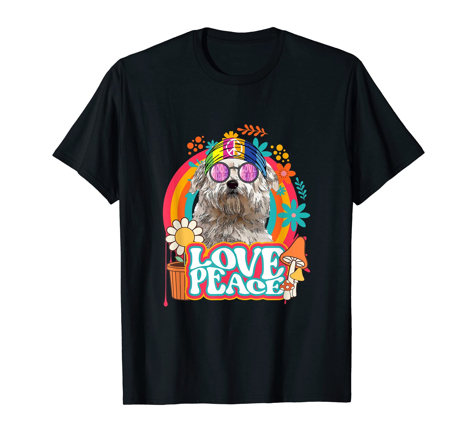 Hippie Coton De Tulear Dog 60S 70S Peace T-Shirt - Graphic Print Men Women - T-Shirt, Sweatshirt, Hoodie