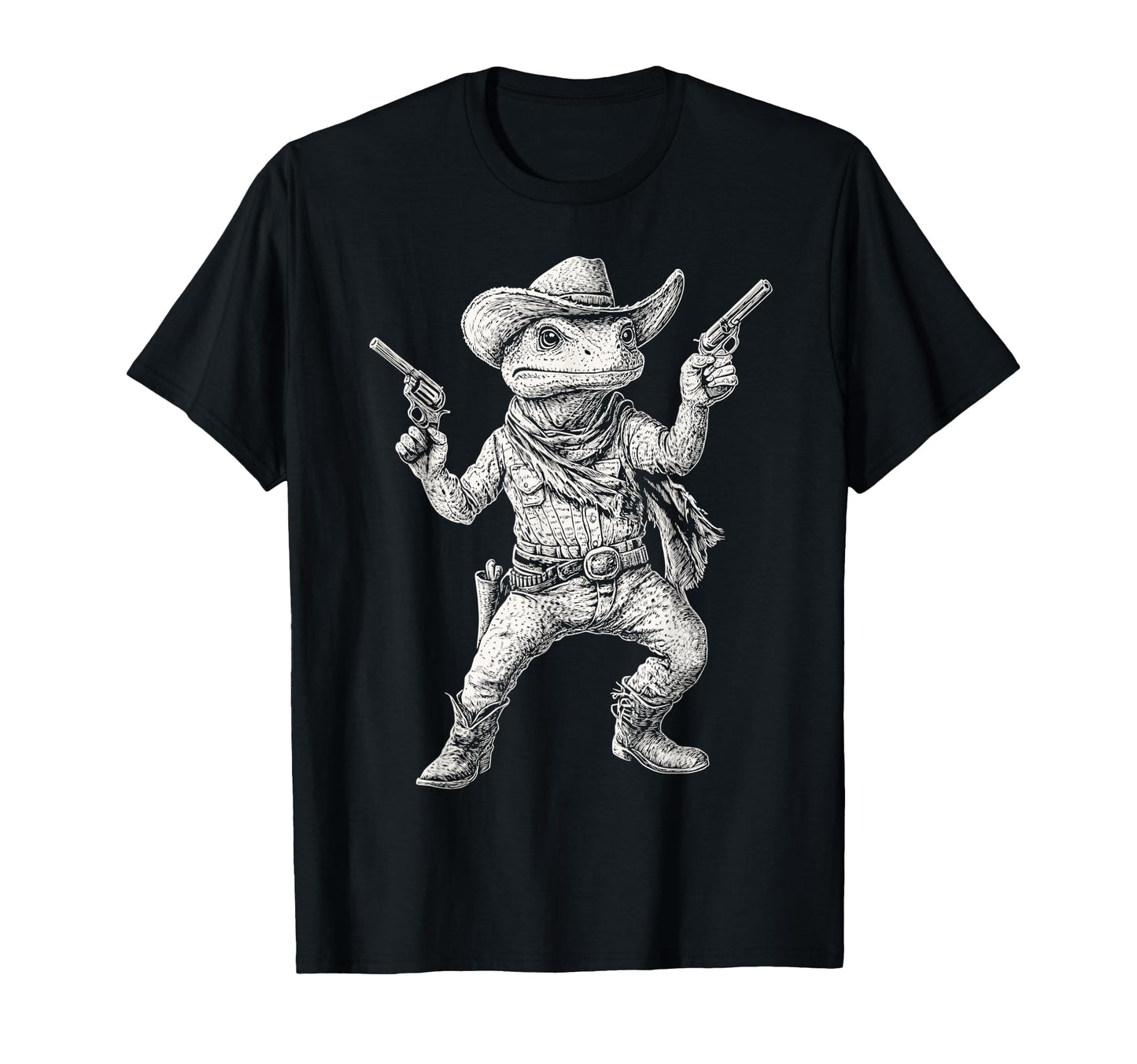 Tiger Salamander Cowboy Dual Pistols T-Shirt - Minimalist Print Men Women - T-Shirt, Sweatshirt, Hoodie