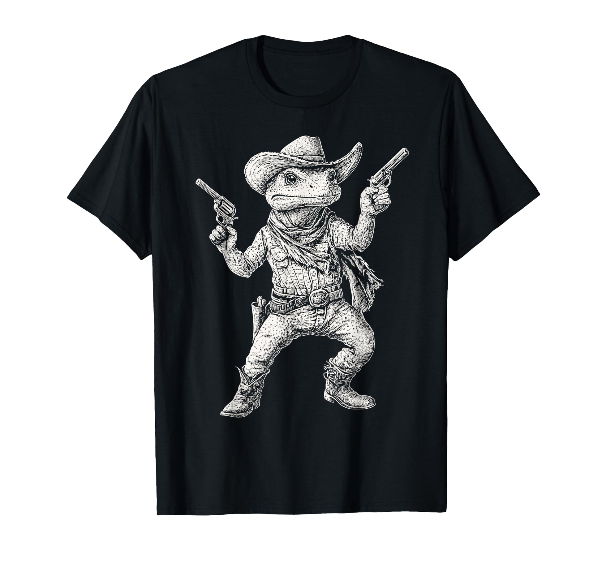 Tiger Salamander Cowboy Dual Pistols T-Shirt - Minimalist Print Men Women - T-Shirt, Sweatshirt, Hoodie