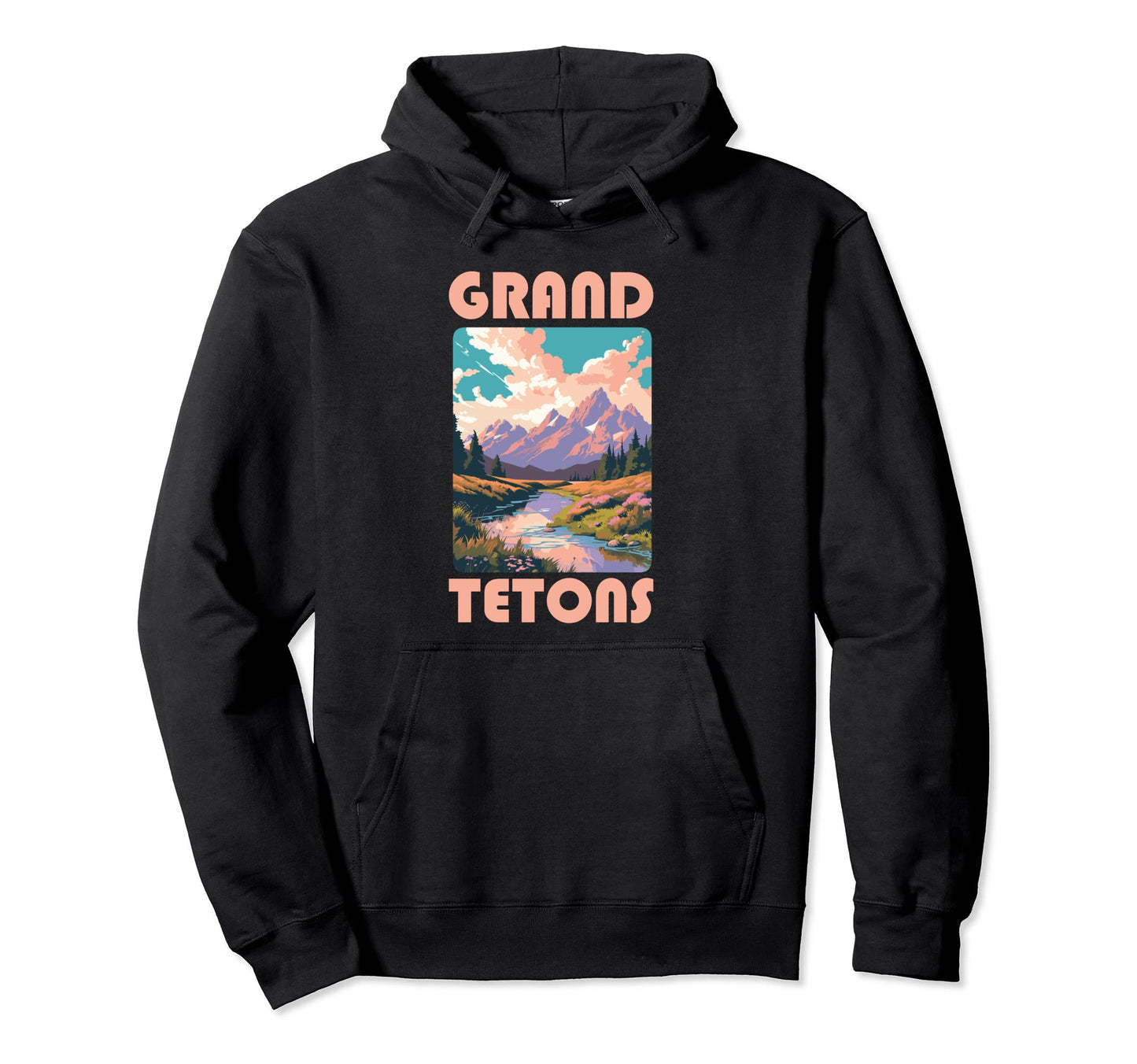 70S Pastel Grand Tetons National Park Hoodie - Casual Everyday Wear Unisex - T-Shirt, Sweatshirt, Hoodie