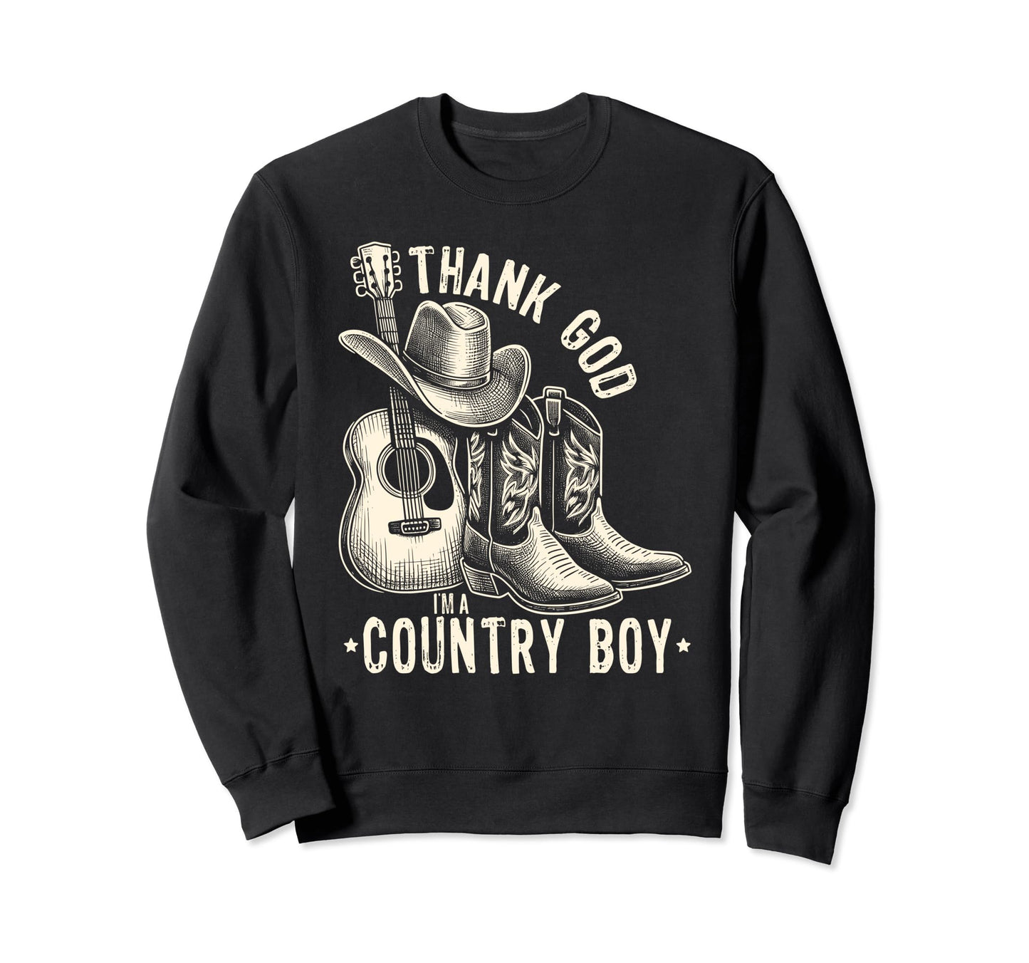 Thank God Im Country Music Cowboy Sweatshirt - Graphic Print for Adults - T-Shirt, Sweatshirt, Hoodie