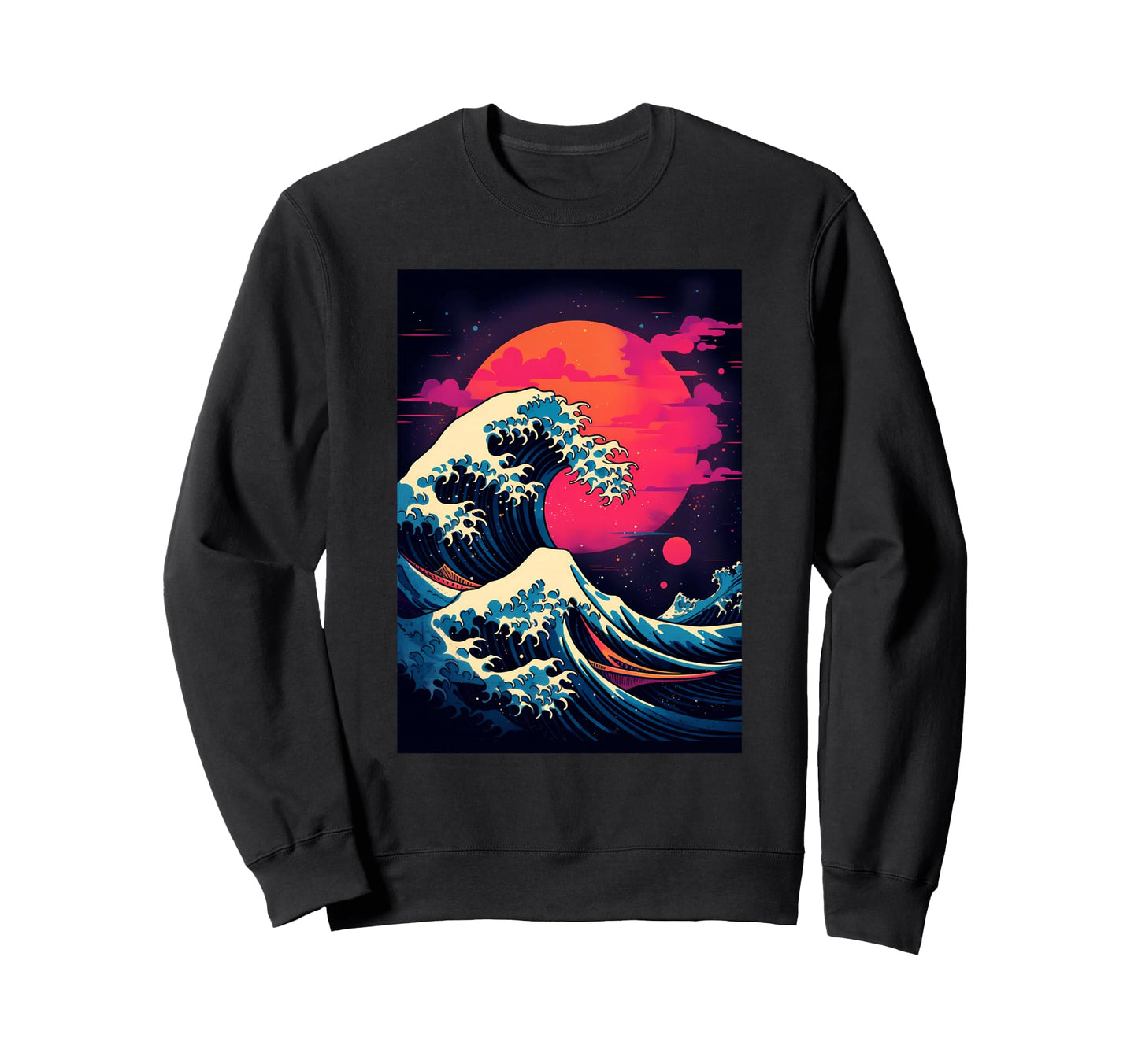 Great Wave Off Kanagawa Glitch Sweatshirt - Minimalist Print for Adults - T-Shirt, Sweatshirt, Hoodie