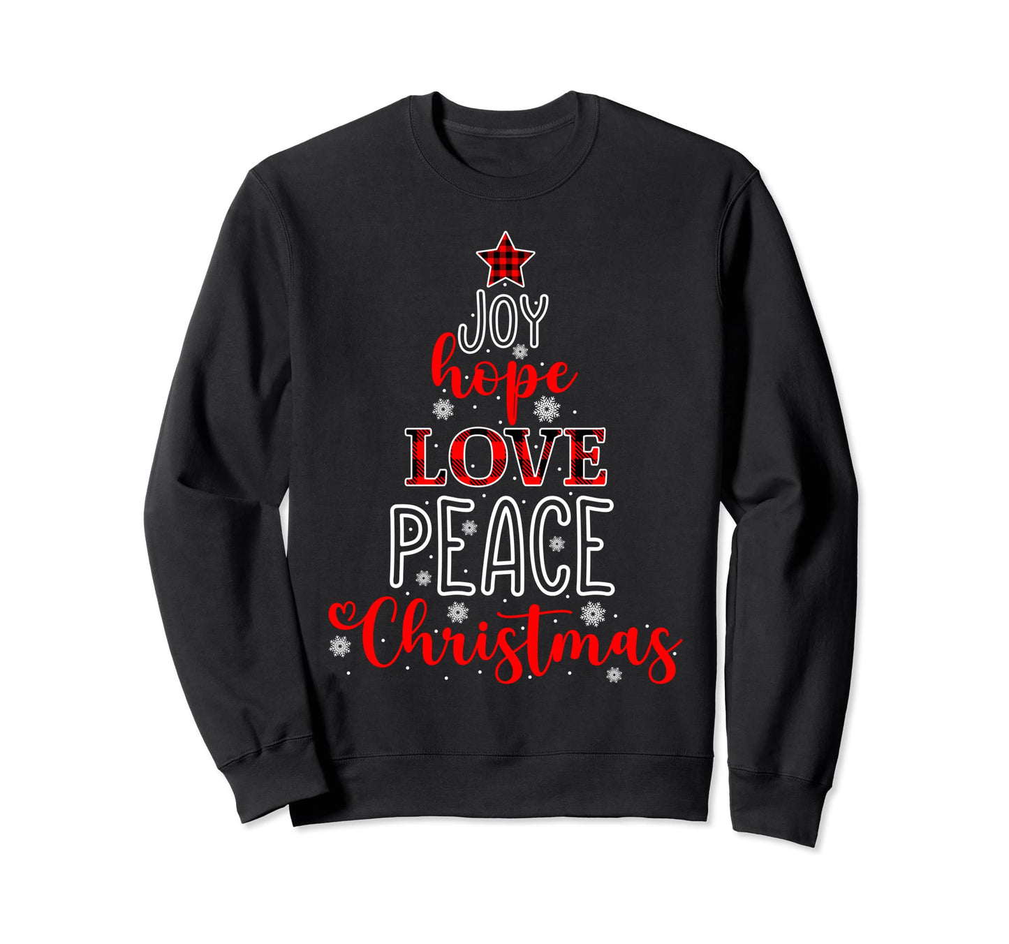 Buffalo Plaid Joy Hope Love Sweatshirt - Casual Everyday Wear for Adults - T-Shirt, Sweatshirt, Hoodie