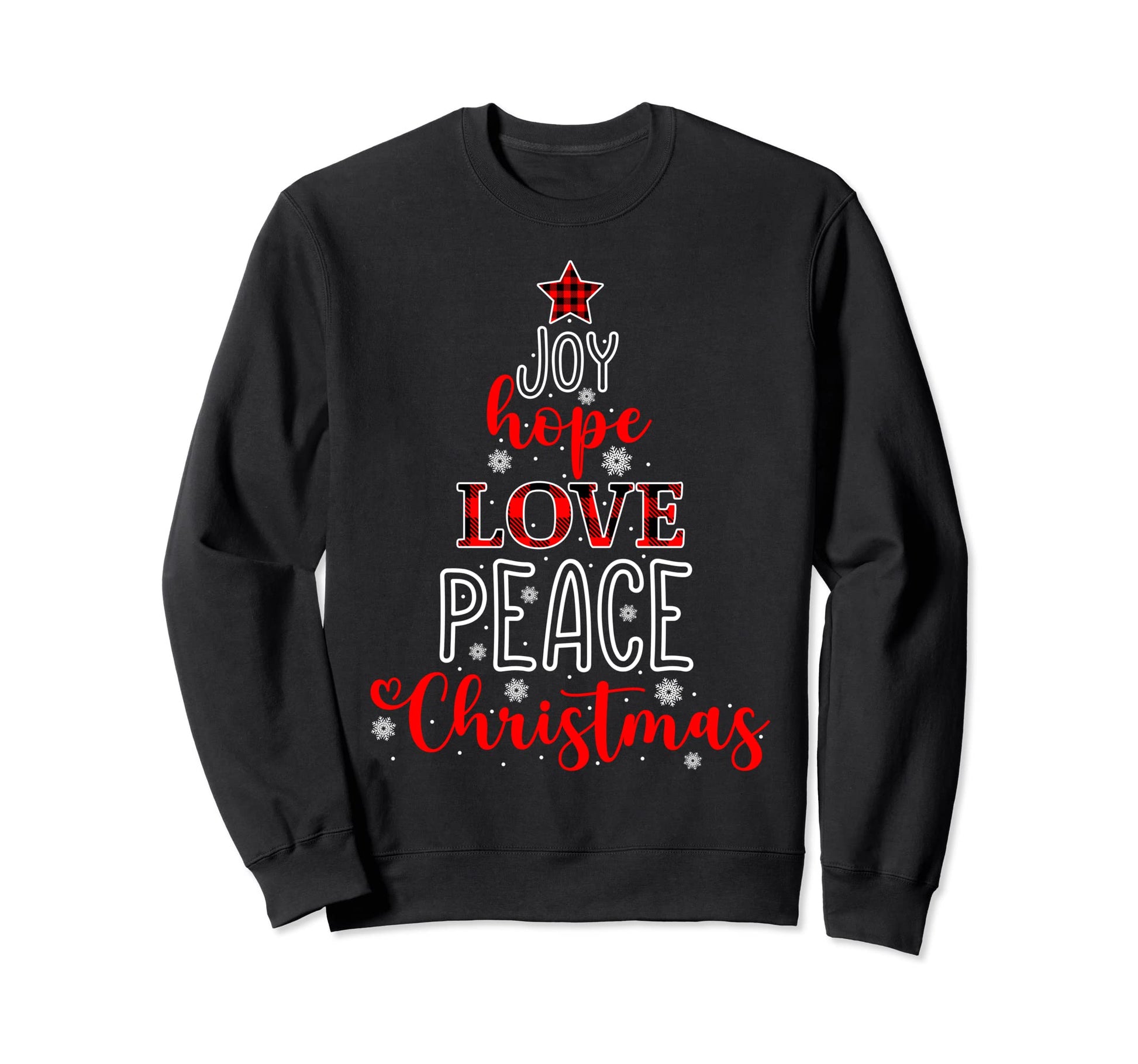 Buffalo Plaid Joy Hope Love Sweatshirt - Casual Everyday Wear for Adults - T-Shirt, Sweatshirt, Hoodie
