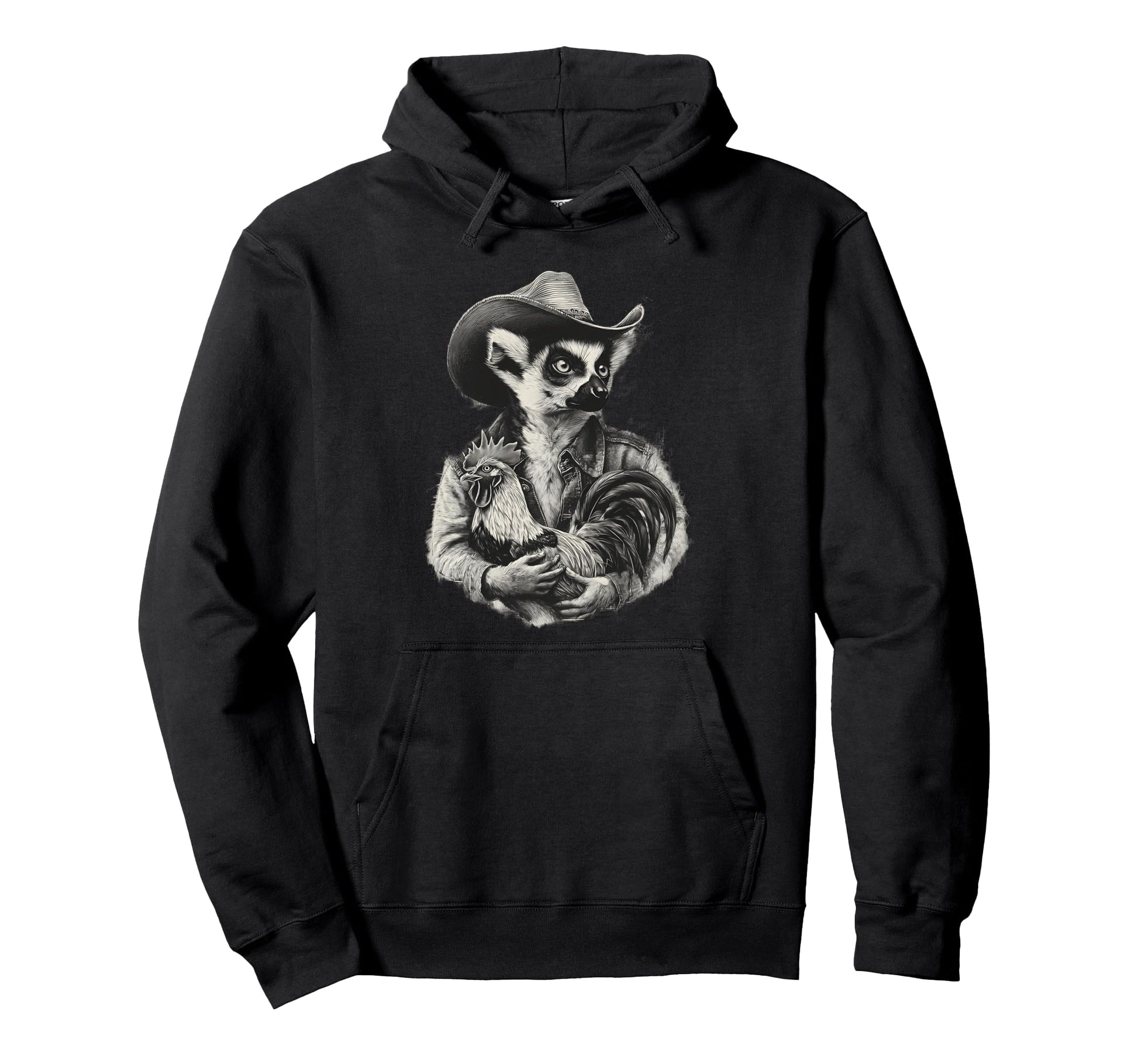 Country Cowboy Lemur Rodeo Cowgirl Western Hoodie - Trendy Graphic Unisex - T-Shirt, Sweatshirt, Hoodie