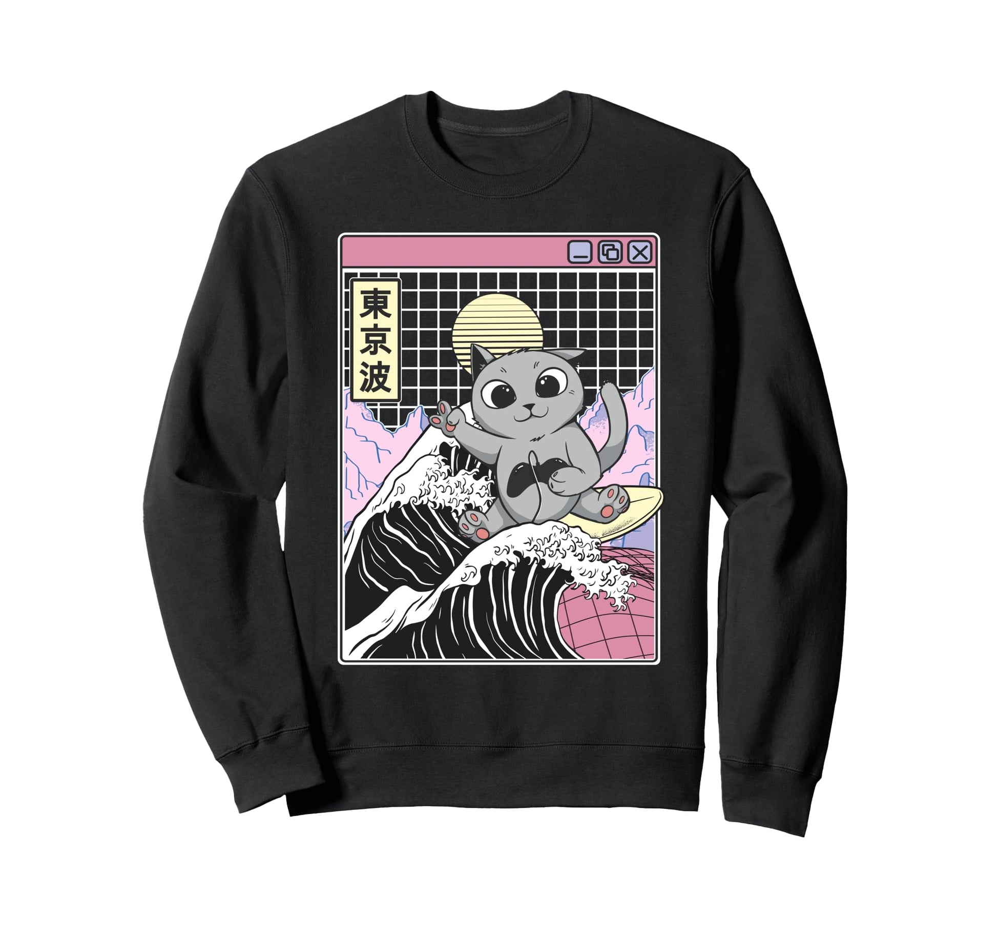 Gaming Cat Surfing Kanagawa Wave Sweatshirt - Streetwear Style Men Women - T-Shirt, Sweatshirt, Hoodie