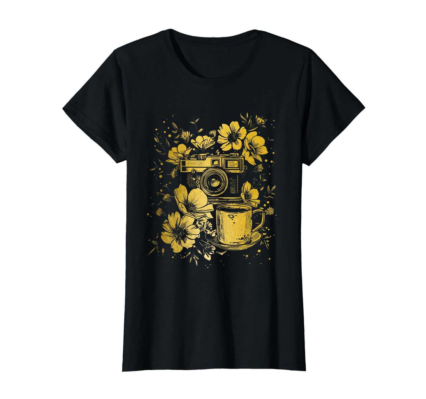 Photographer Coffee Camera Flowers T-Shirt - Streetwear Style Unisex - T-Shirt, Sweatshirt, Hoodie