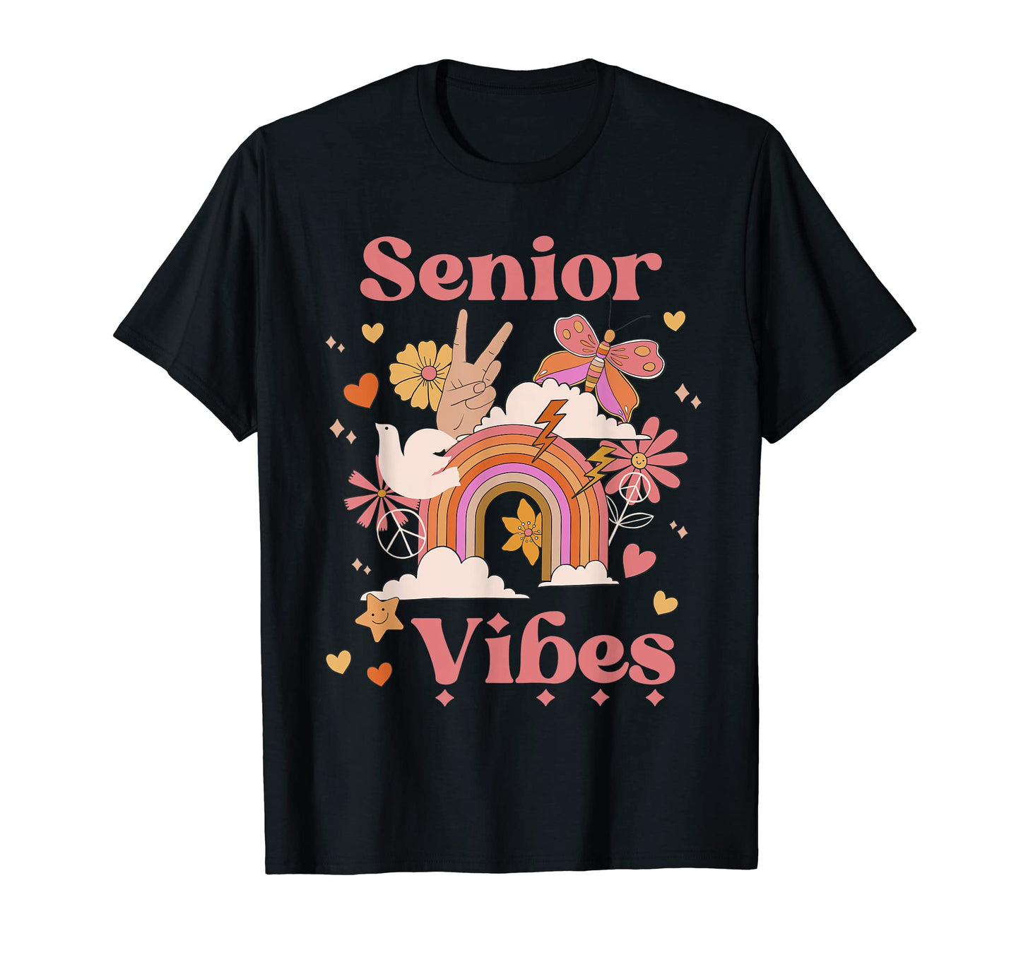 Senior Vibes School Groovy 12Th T-Shirt - Custom Art Print for Adults - T-Shirt, Sweatshirt, Hoodie
