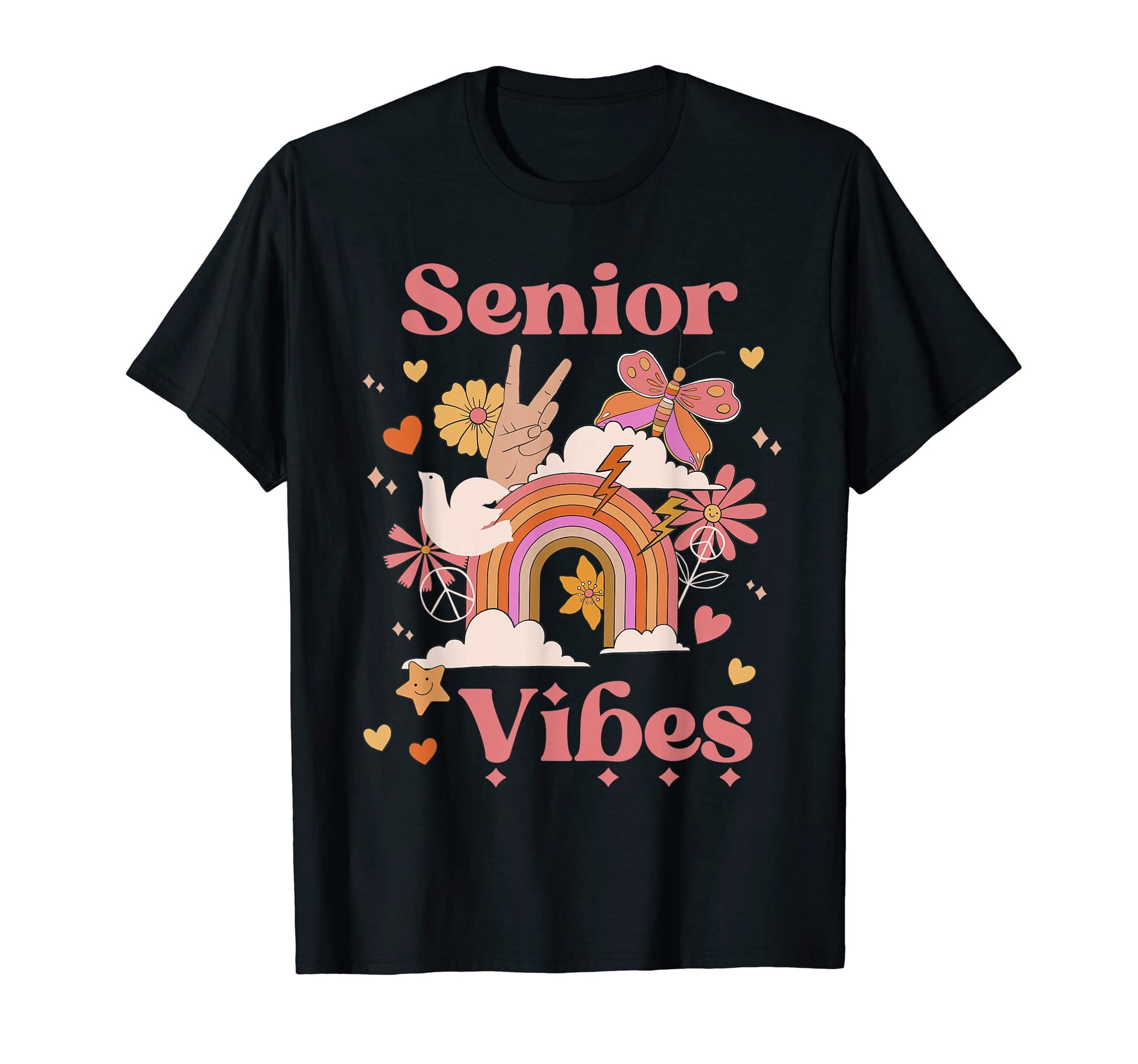Senior Vibes School Groovy 12Th T-Shirt - Custom Art Print for Adults - T-Shirt, Sweatshirt, Hoodie